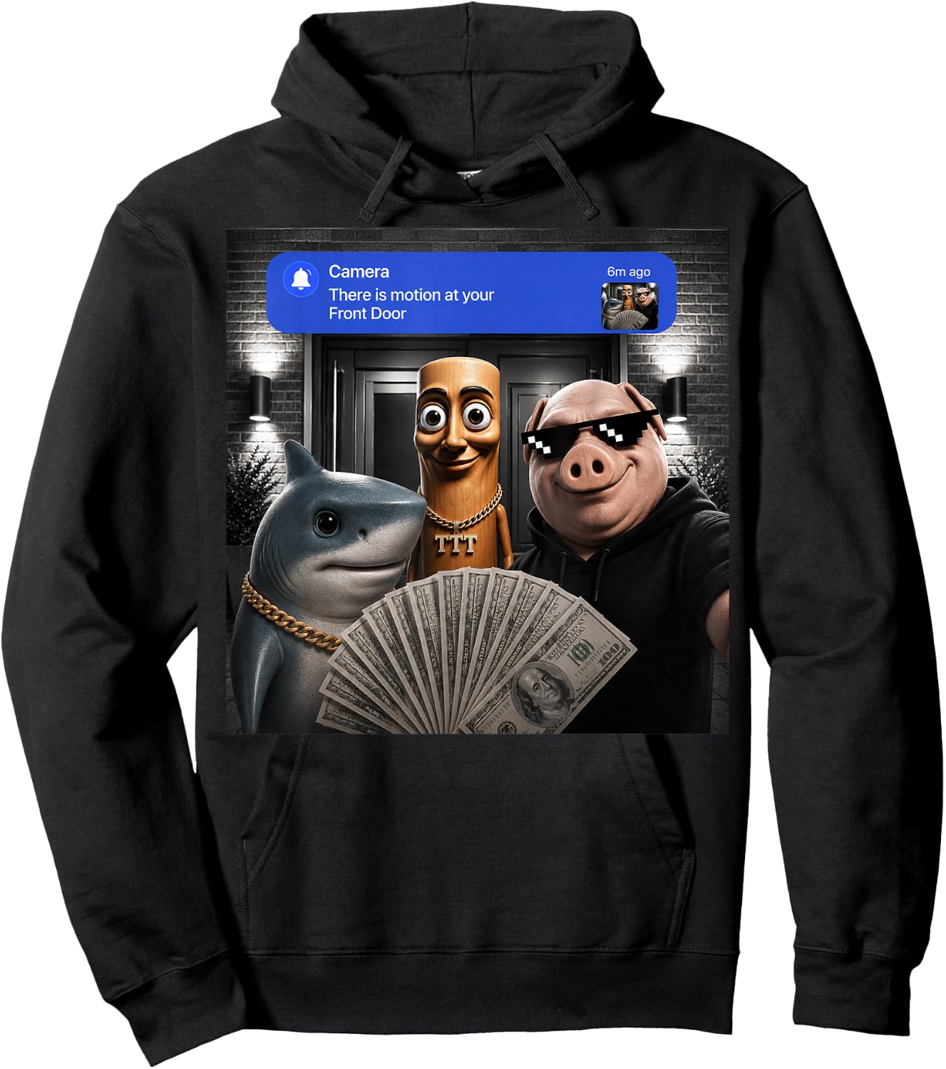Funny Meme Tung Tung Tung Sahur John Pork Tralalero Tralala Hoodie - Hoodie | Black