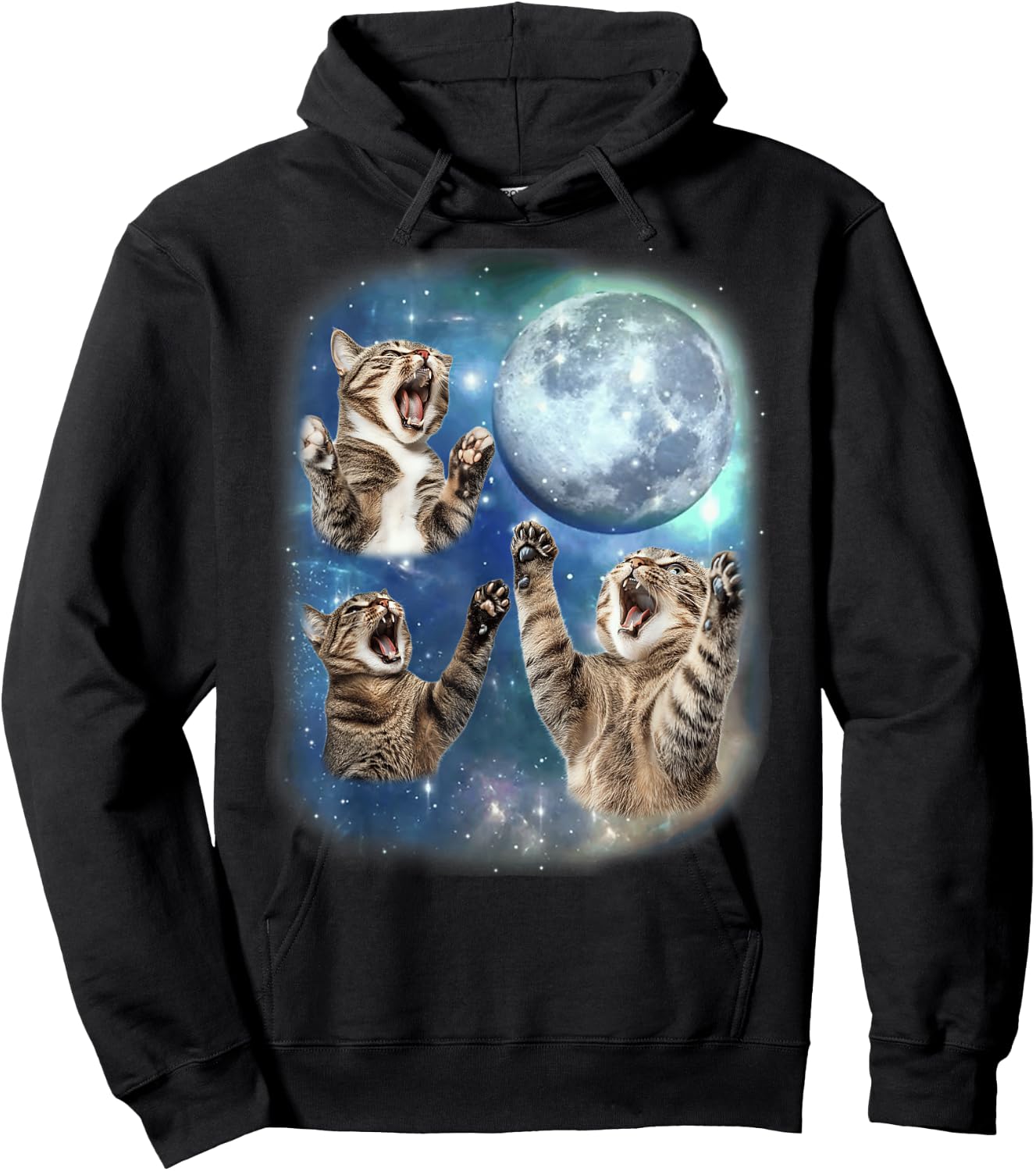 Cat Three Cat Moon 3 Cute Cats Kitten Graphic Funny Hoodie - Hoodie | Black