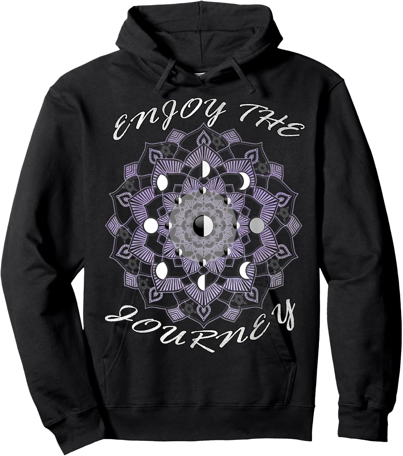 Moon Phases Inspirational Quote Enjoy The Journey Inspiring Hoodie - Hoodie | Black