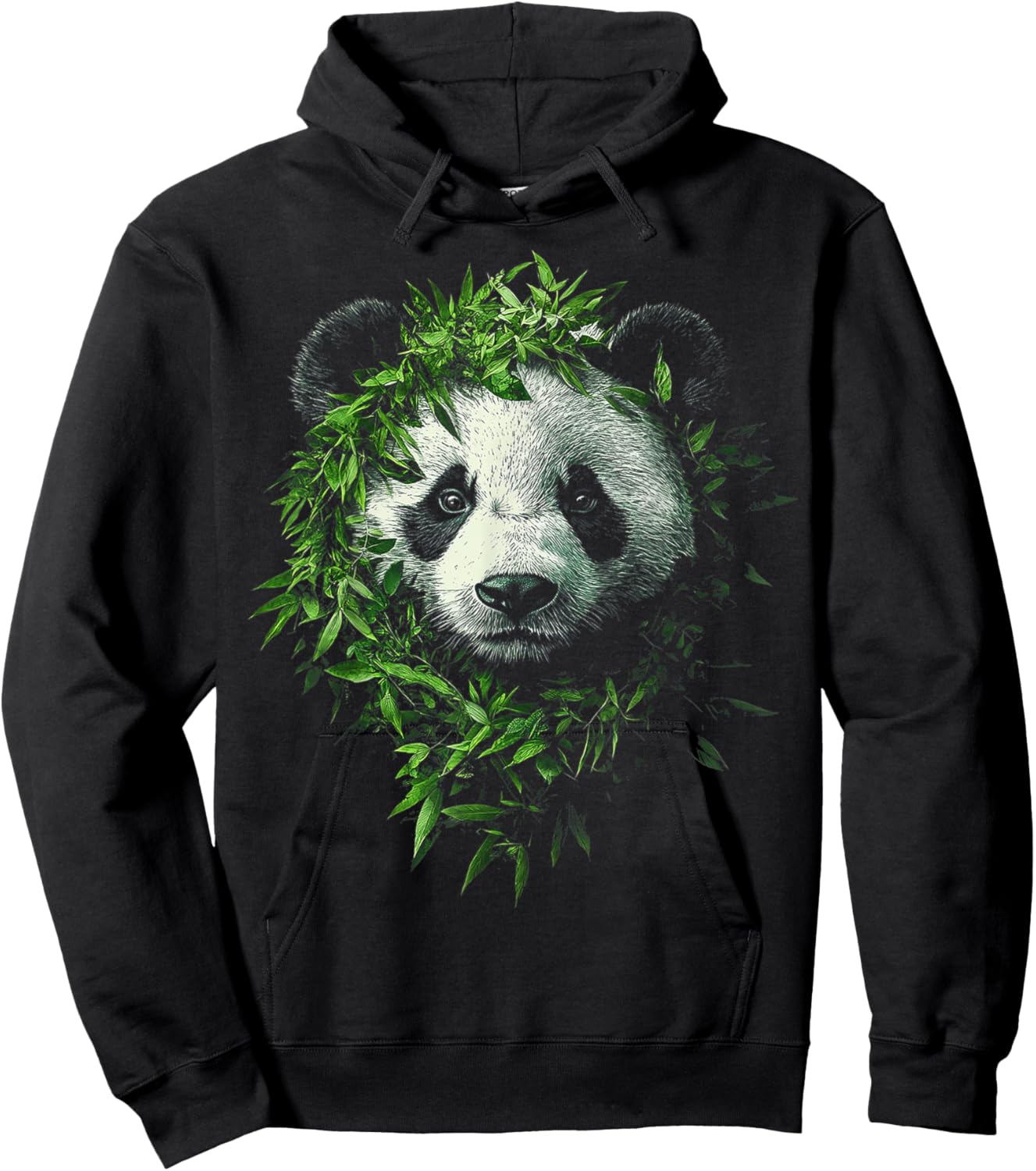 Panda Cute Face Animal Lover Drawing Motif Panda Hoodie - Hoodie | Black