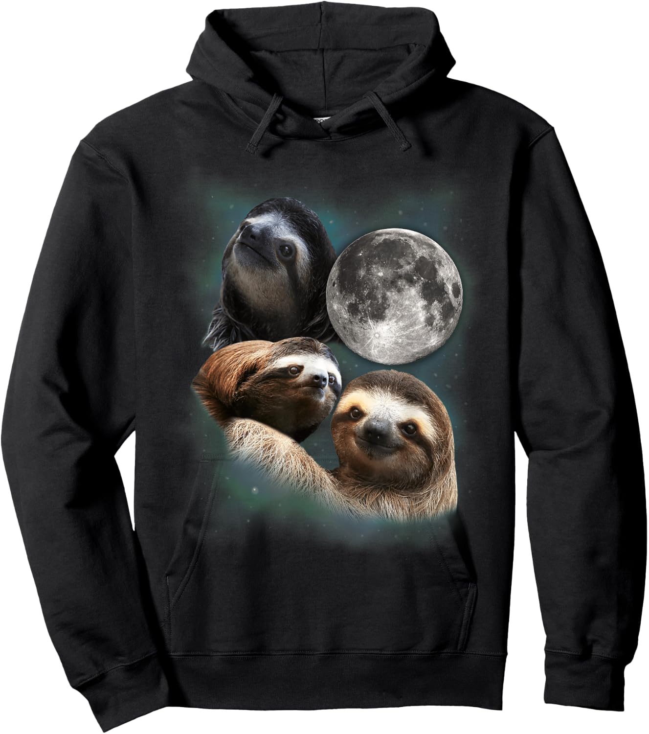 Three Sloths Moon Parody Shirt - Funny Wolf Parody Hoodie - Hoodie | Black