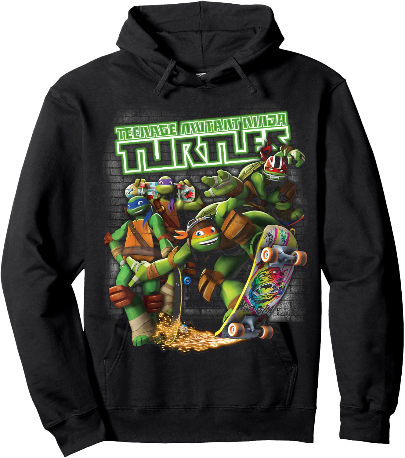 TMNT Ninjas Neon Skateboarding Hoodie - Hoodie | Black