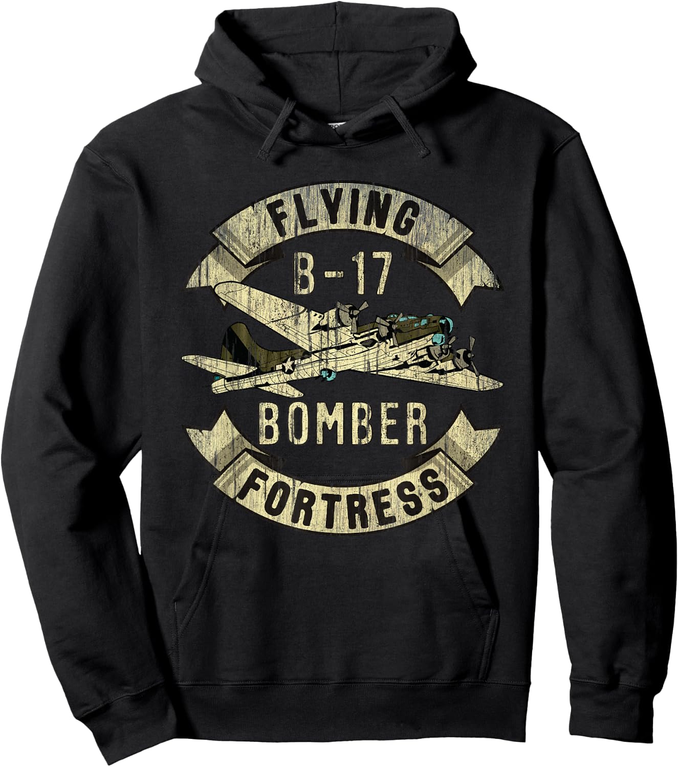 Vintage B-17 Bomber WW2 Plane Aviation Airplane Shirt Grunge Hoodie - Hoodie | Black