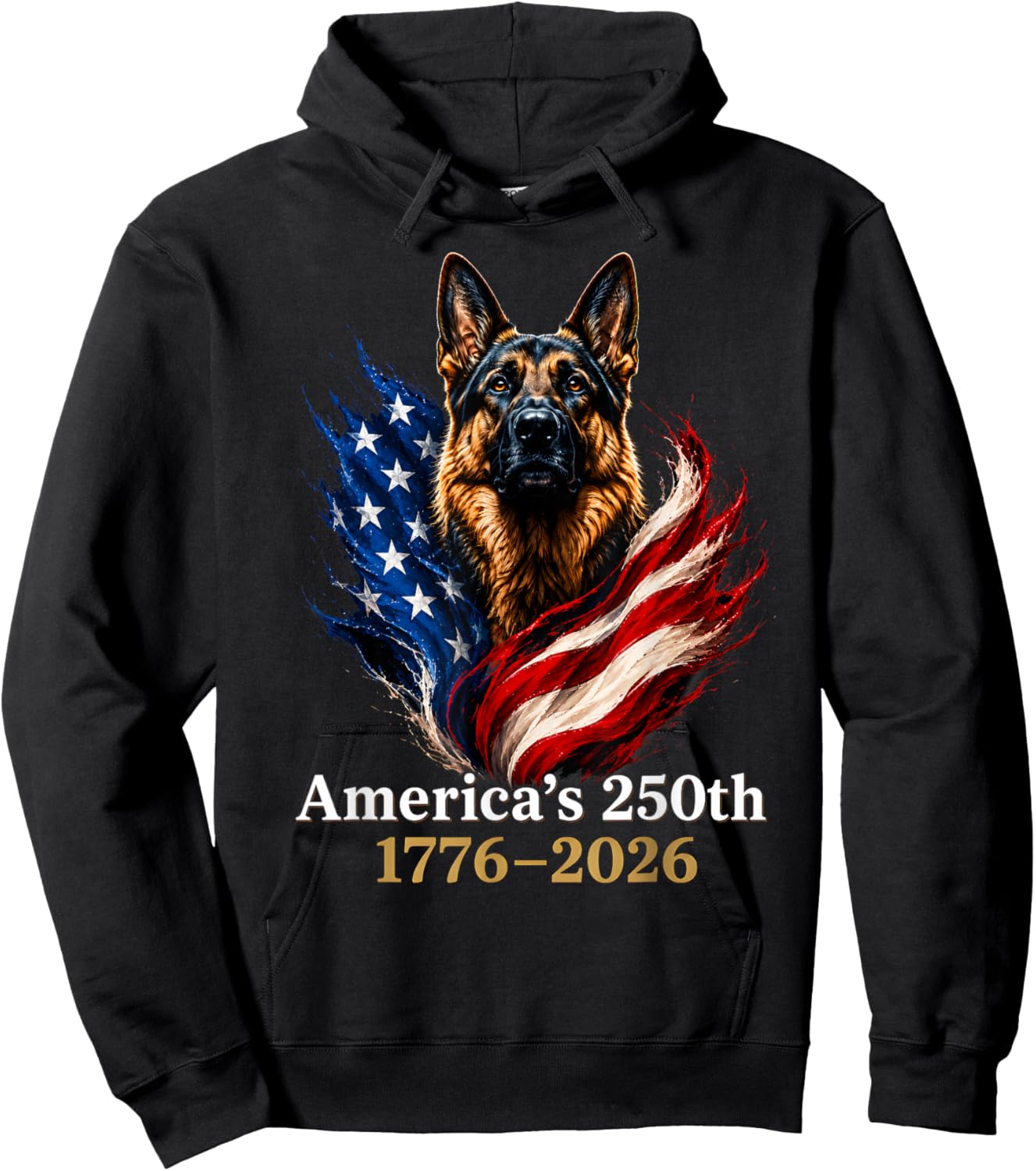 German Shepherd America’s 250th Anniversary 1776 2026 Hoodie - Hoodie | Black