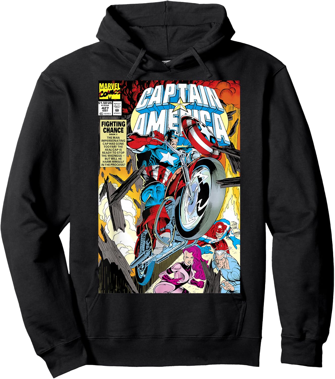 Marvel Captain America Fighting Chance Book 3 Comic Cover Hoodie - Hoodie | Black