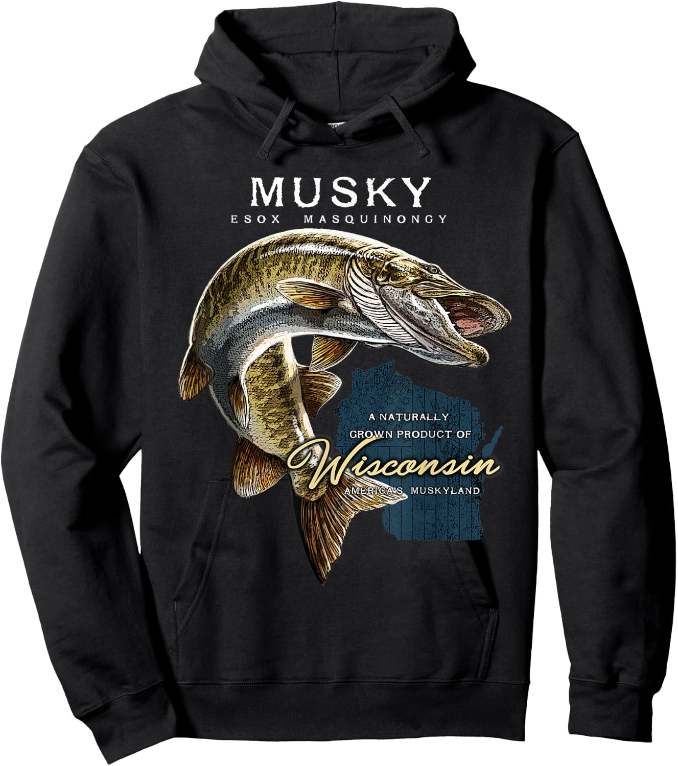 Musky Fishing Wisconsin Hoodie - Hoodie | Black