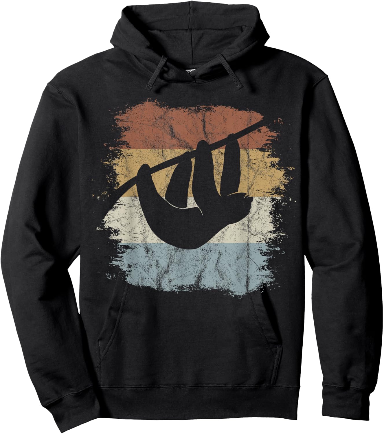 Retro Sloth Silhouette Hoodie - Hoodie | Black