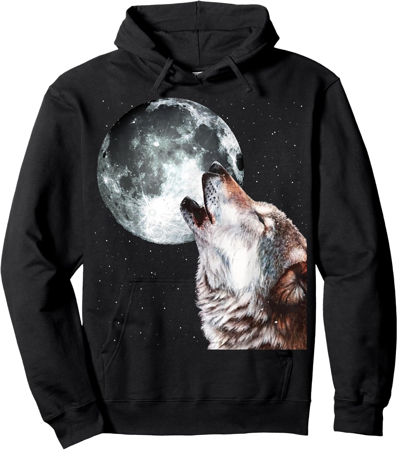 Howling Wolf At The Full Moon Men Women Wolf Lover Hoodie - Hoodie | Black
