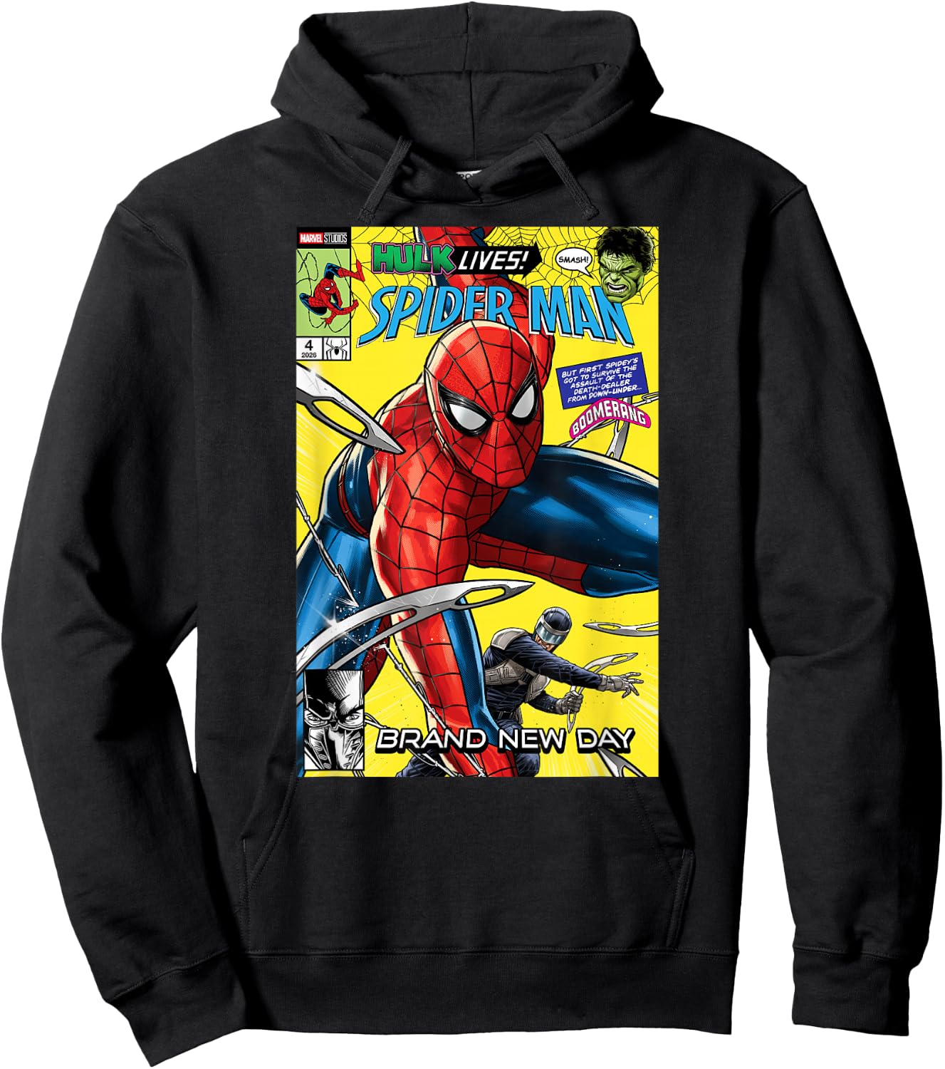 Marvel Spider-Man: BND Movie 2026 Hulk Boomerang Comic Cover Hoodie - Hoodie | Black