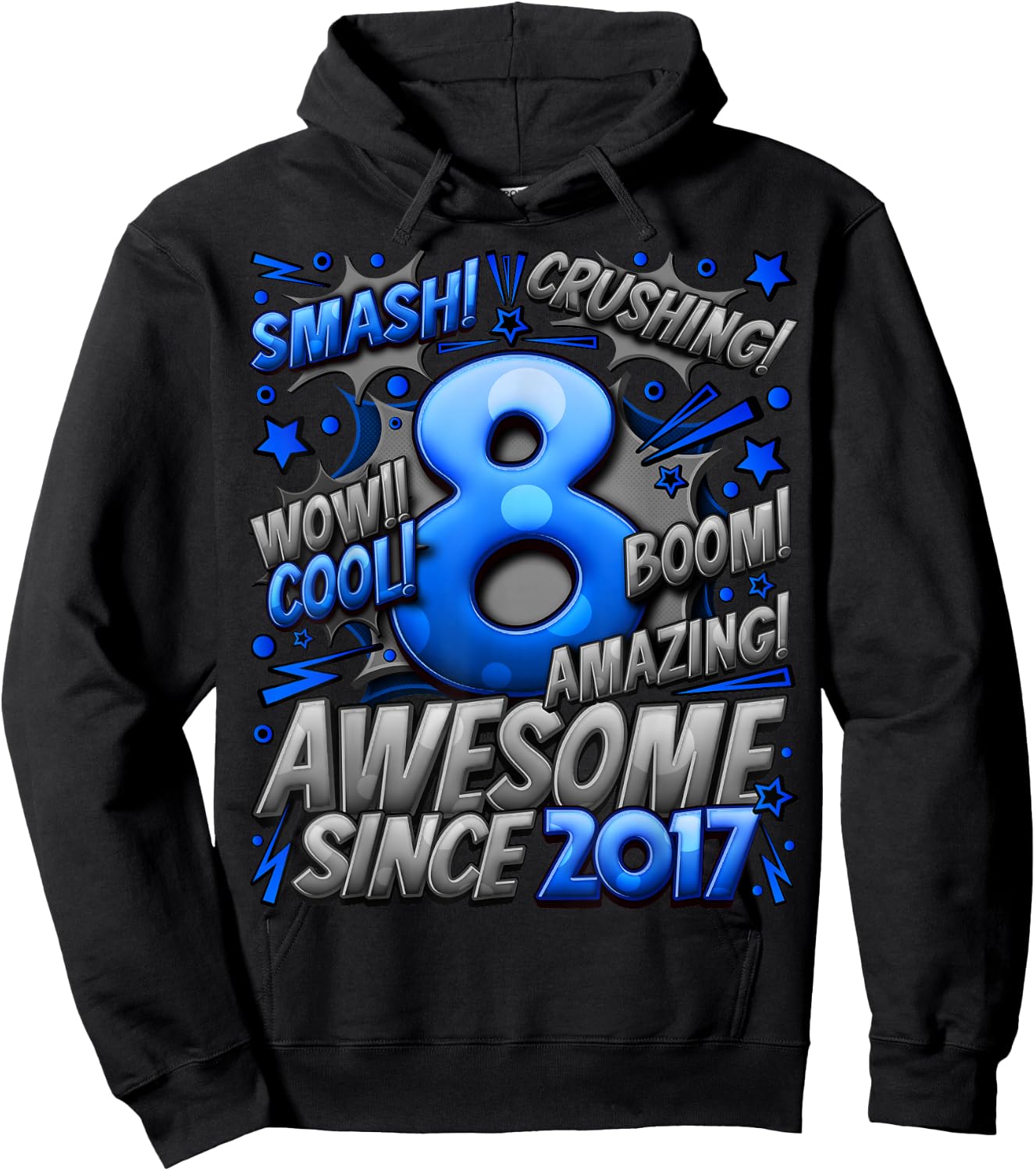 New Comic Style Birthday Gifts 2025 For Boys 8 Year Old Boy Kids Black Small Cotton 70% Polyester 30% Short Sleeve Hoodie - Hoodie | Black