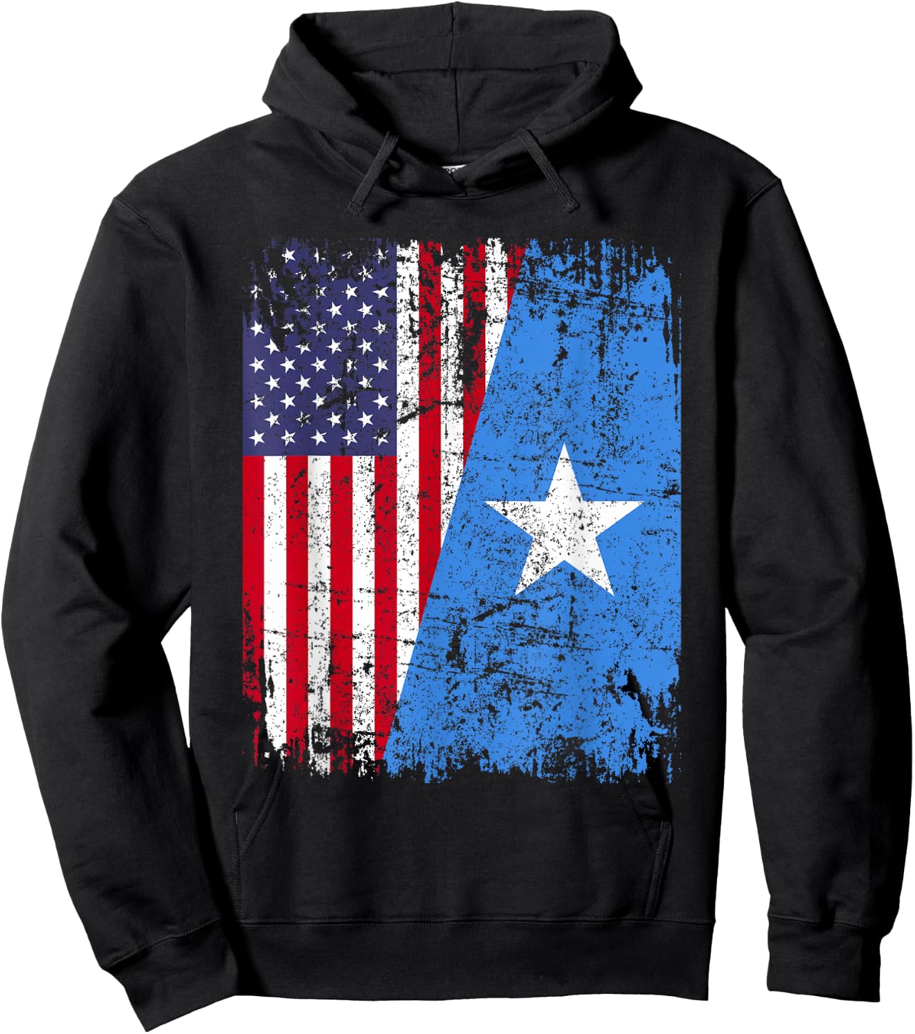 SOMALI ROOTS | Half American Flag | SOMALIA Hoodie - Hoodie | Black