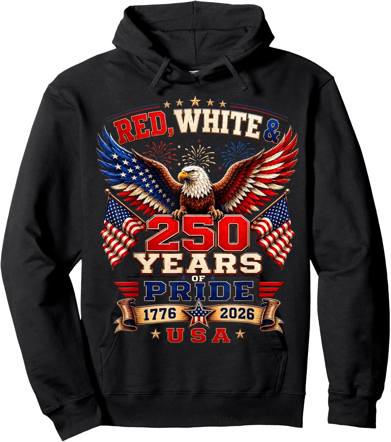 250th Anniversary USA Red White and 250 Years of Pride Hoodie - Hoodie | Black