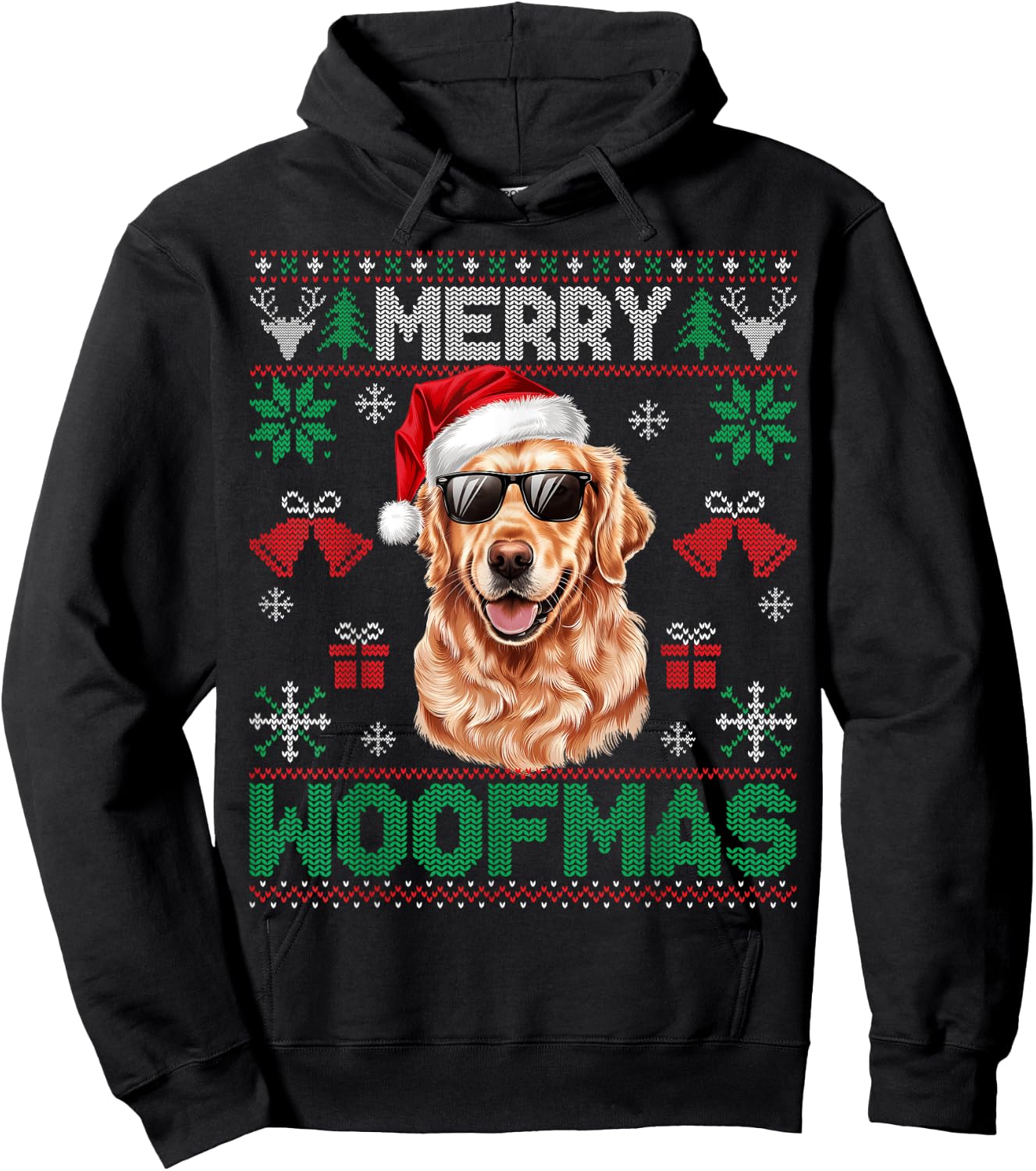 Golden Retrievers Merry Christmas Woofmas Dog Lover Mom Dad Men Women Kids Hoodie - Hoodie | Black