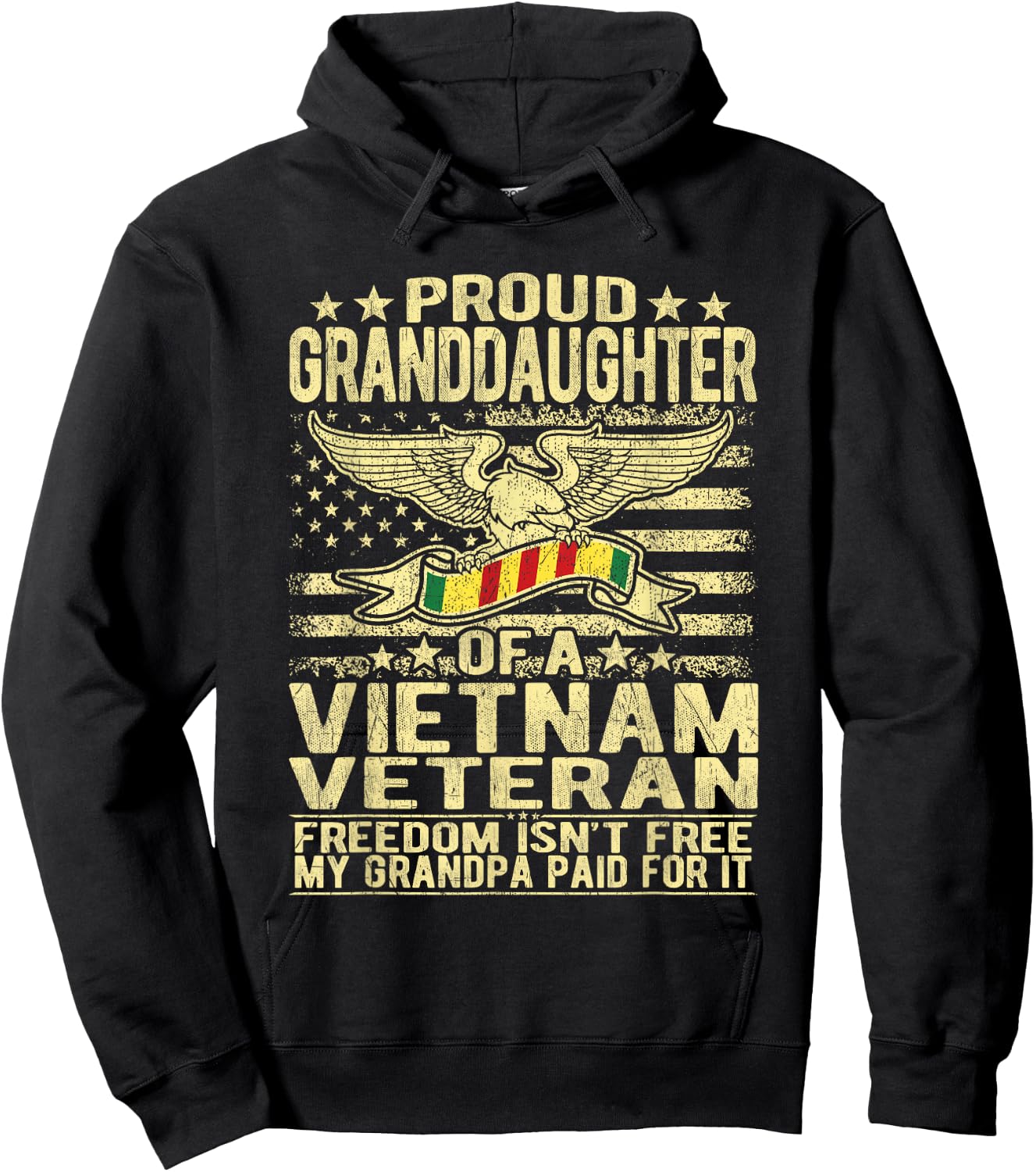 Proud Granddaughter Of Vietnam Veteran - Freedom Isn't Free Hoodie - Hoodie | Black