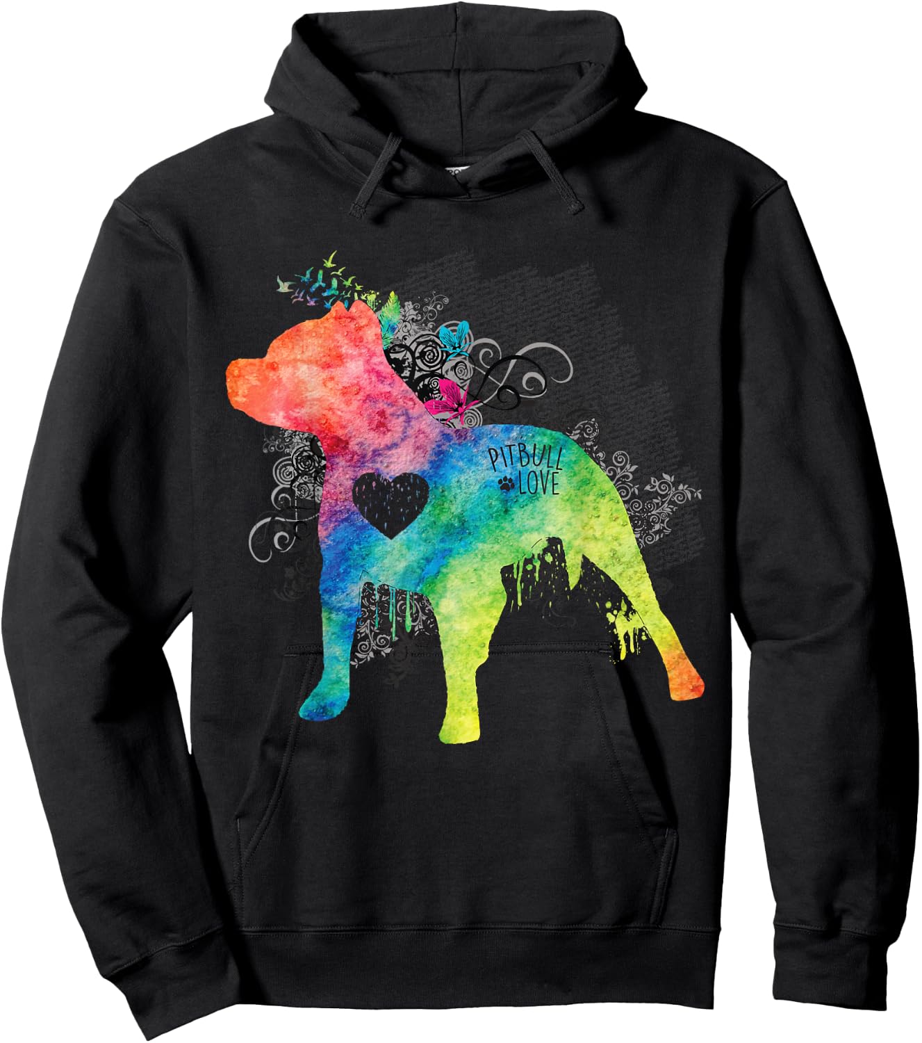 Pitbull Love Watercolor Zen - Pit bull Shirt Hoodie - Hoodie | Black