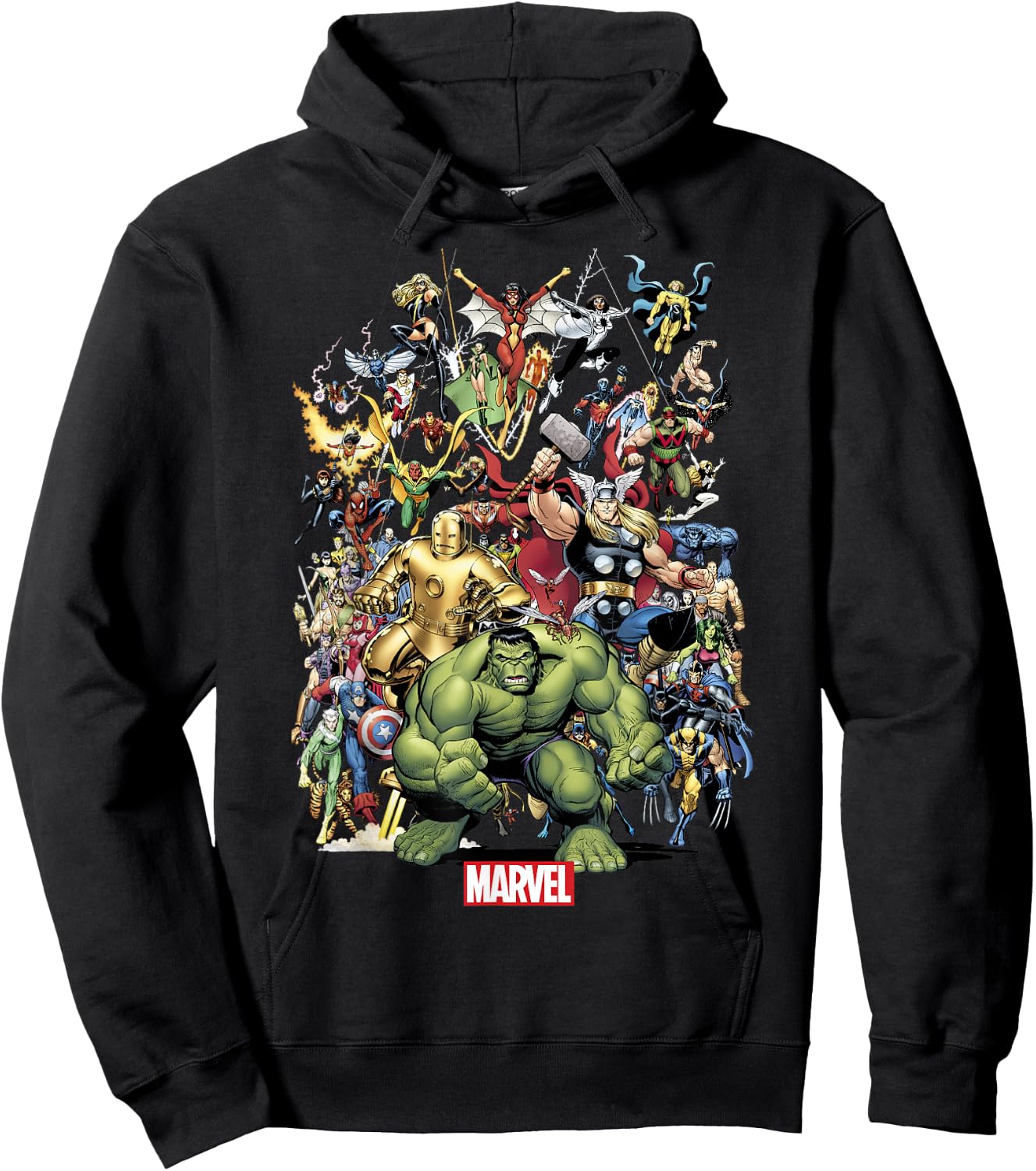 Marvel Exclusive Franchise Superhero Collage Hoodie - Hoodie | Black