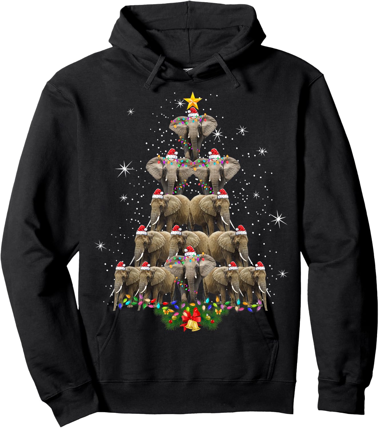 Elephant Christmas Men Women Elephant Lover Hoodie - Hoodie | Black