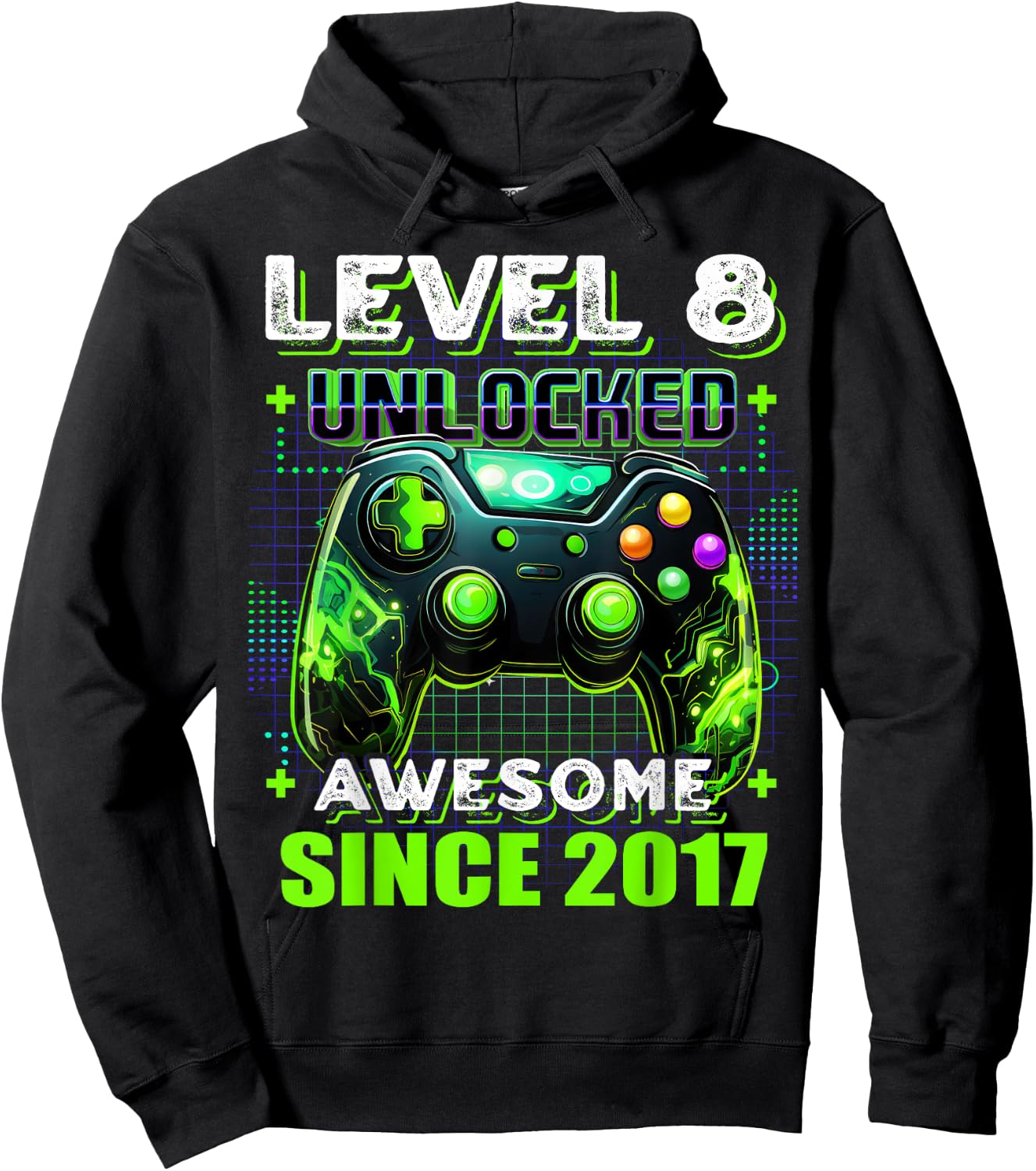 8th Birthday Boy Level 8 Gamer 8 Year Video Game Party Hoodie - Hoodie | Black