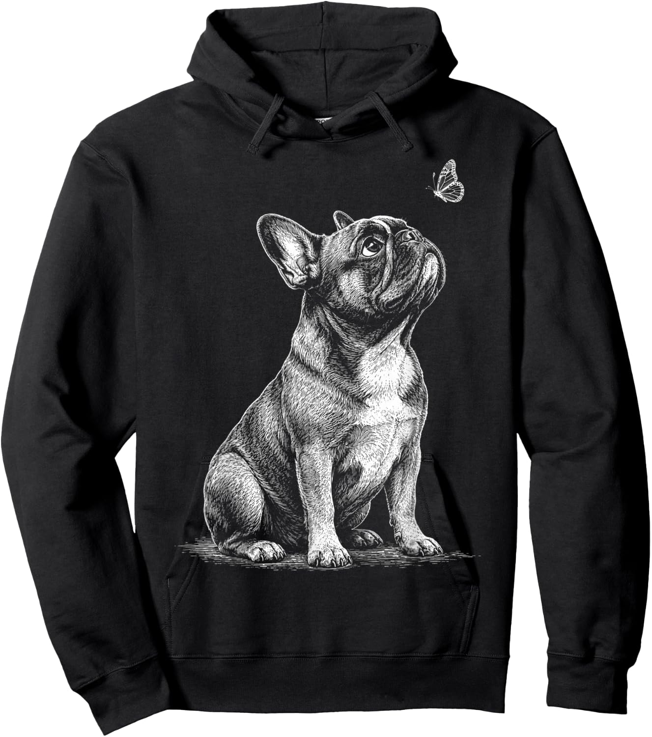 French Bulldog Dog with Butterfly Men Kids Hoodie - Hoodie | Black