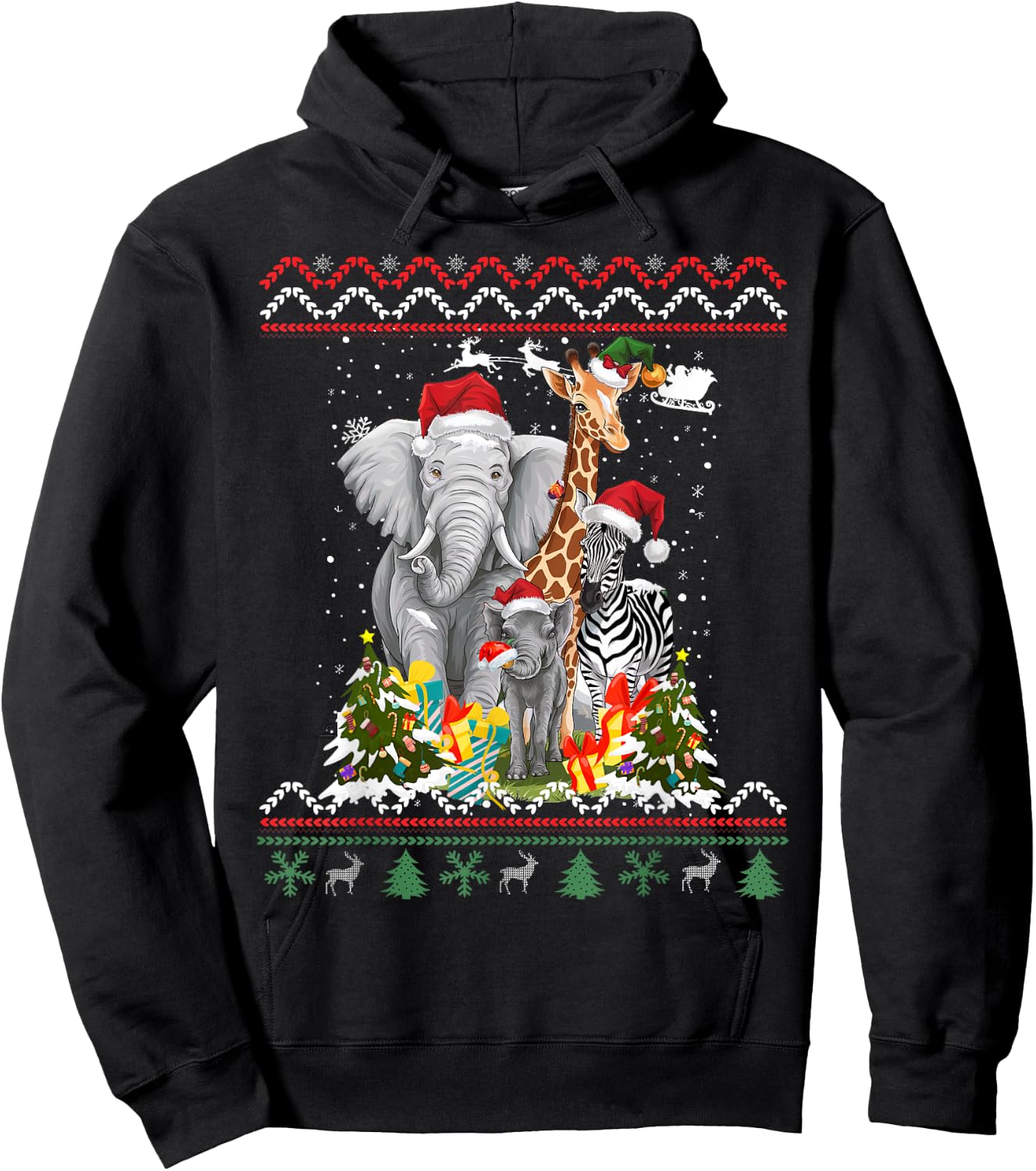 Forest Animals Christmas Idea Kids Jungle Animal Christmas Hoodie - Hoodie | Black
