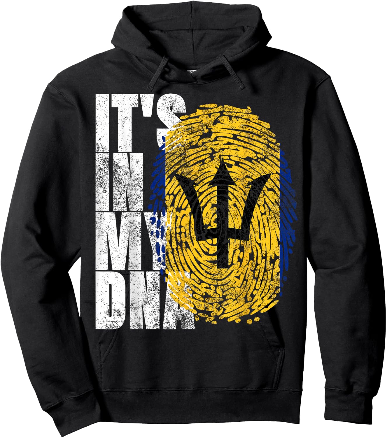 It's In My DNA Barbados Gifts Trident Bajan Barbadian Flag Hoodie - Hoodie | Black