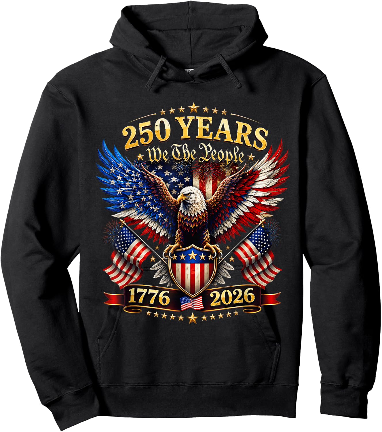 USA 250th Anniversary 4th of July 250 Anniversary USA Hoodie - Hoodie | Black