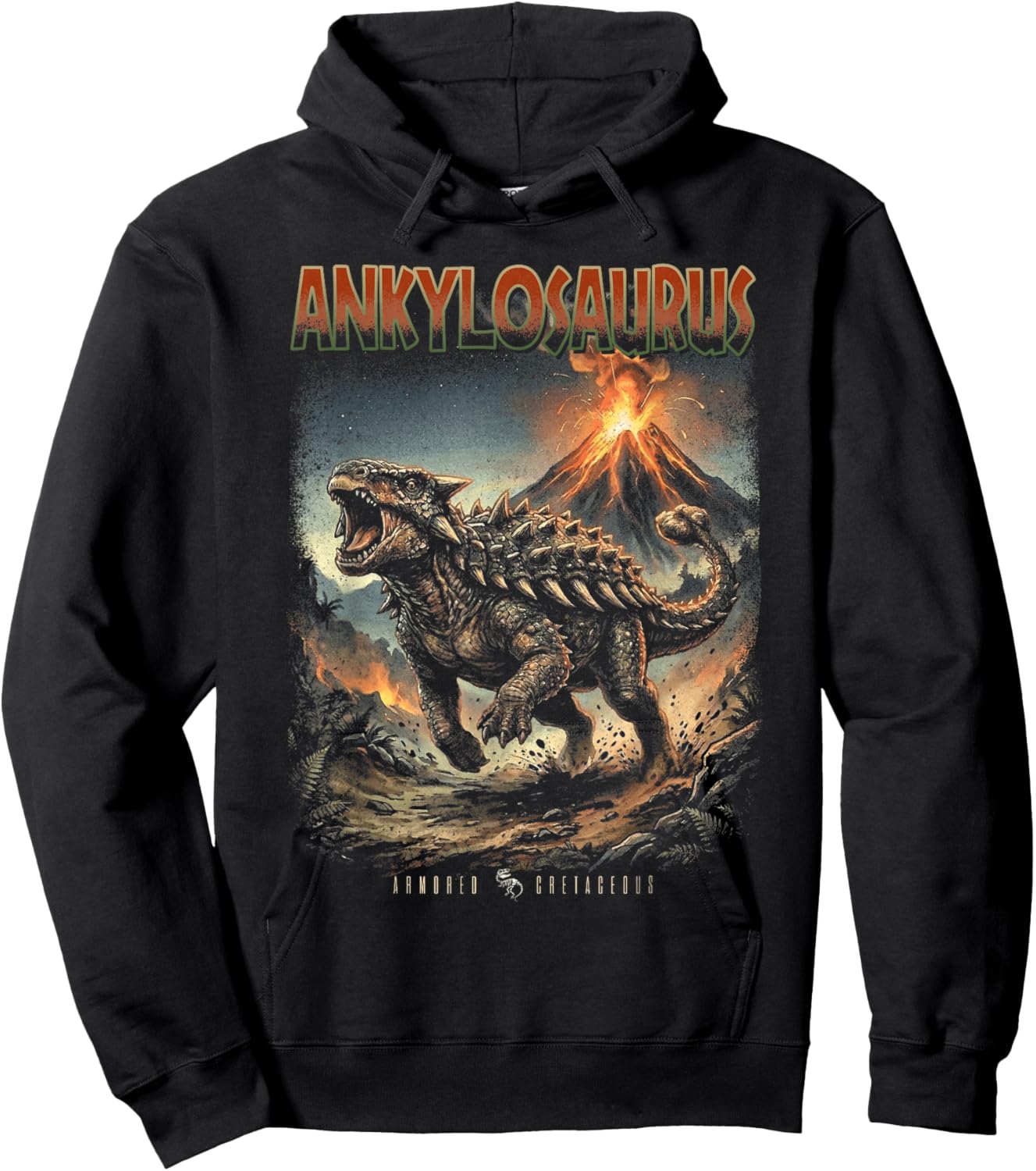 Vintage Ankylosaurus 90s Bootleg Dinosaur Prehistoric Dino Hoodie - Hoodie | Black