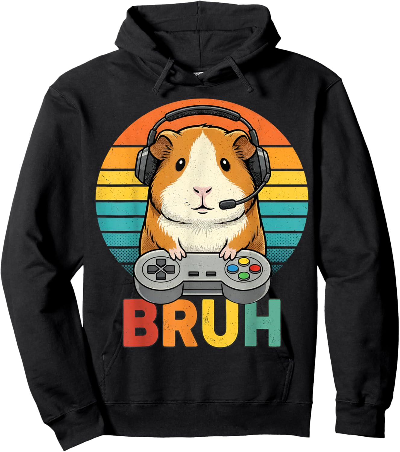 Gaming Guinea Pig Bruh Retro Guinea Pig Gamer Bruh Kids Boys Hoodie - Hoodie | Black