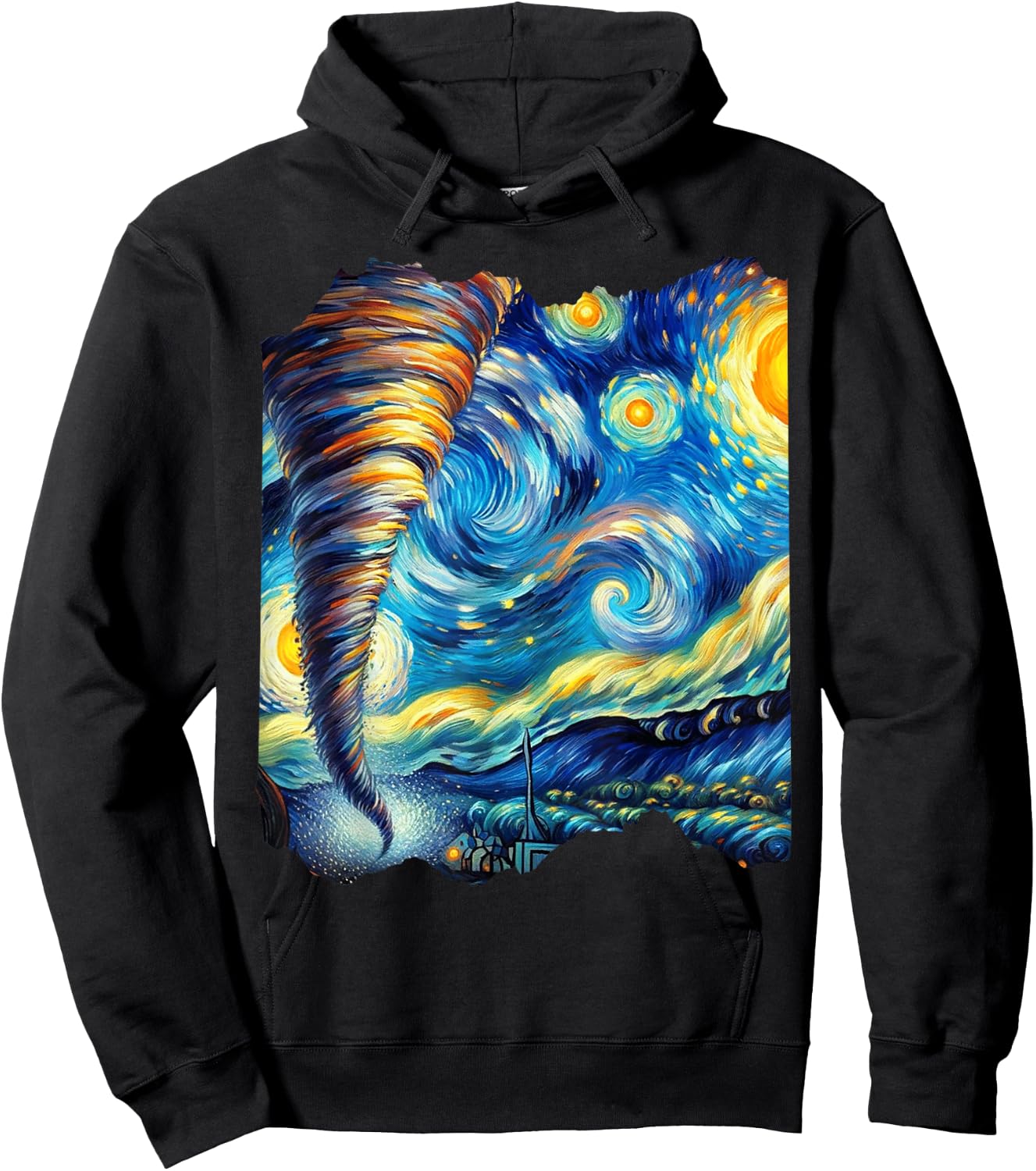 Tornado Van Gogh Art Painting Star Sky Night Nature Weather Hoodie - Hoodie | Black
