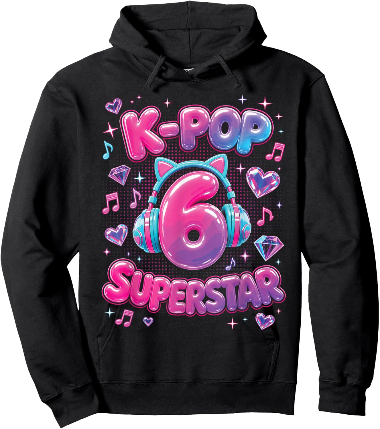 K-Pop 6th Birthday Girls 6 Year Old Girl Hoodie - Hoodie | Black