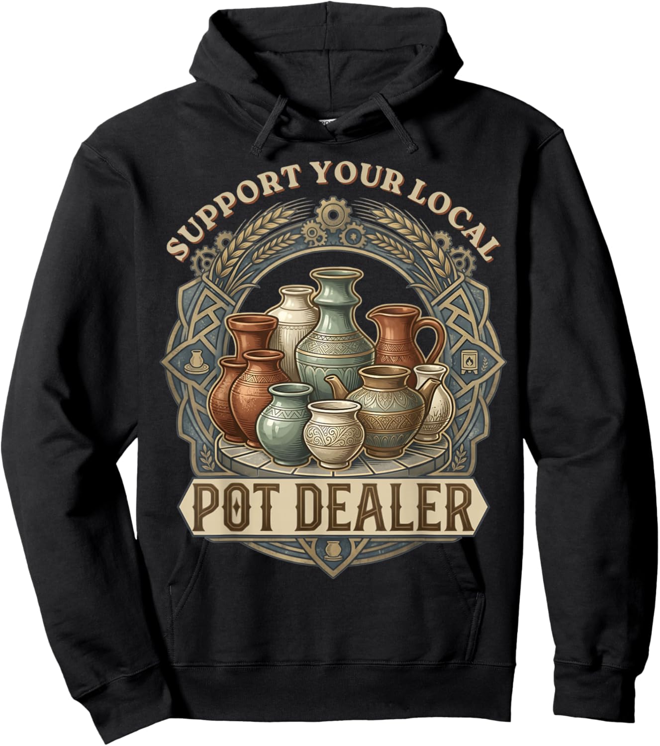 Support Your Local Pot Dealer Funny Pottery Retro Lover Clay Hoodie - Hoodie | Black