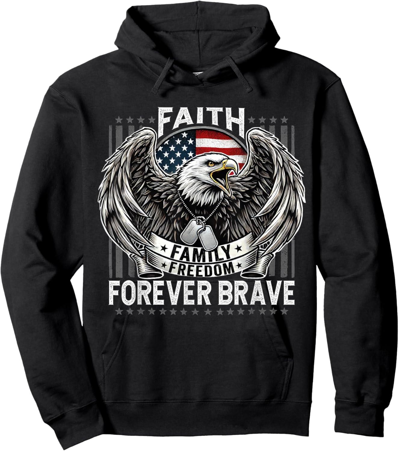Faith Family Freedom Patriotic Forever Brave Conservative Hoodie - Hoodie | Black