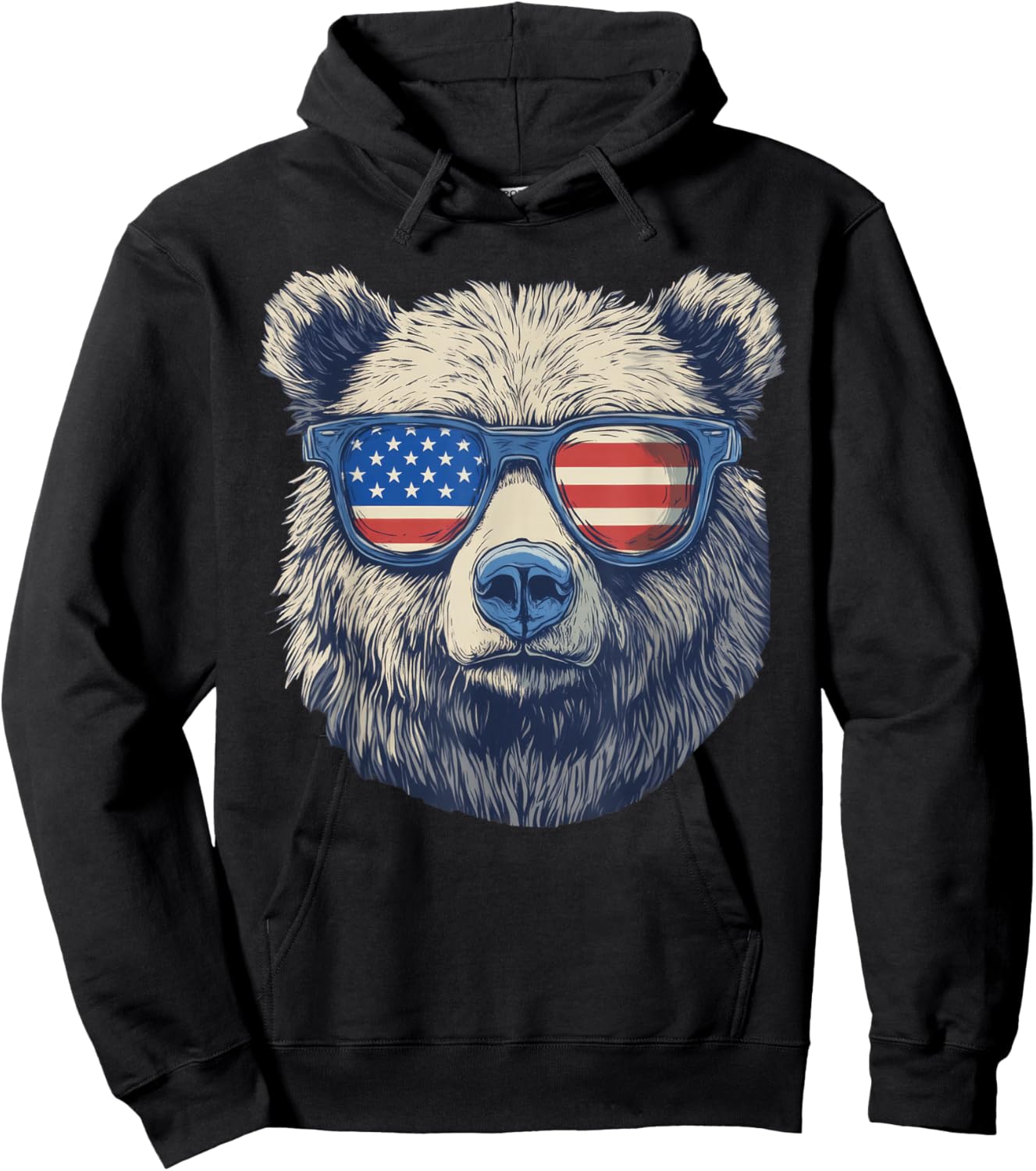 Bear Sunglasses American Flag 4th Of July Hoodie - Hoodie | Black