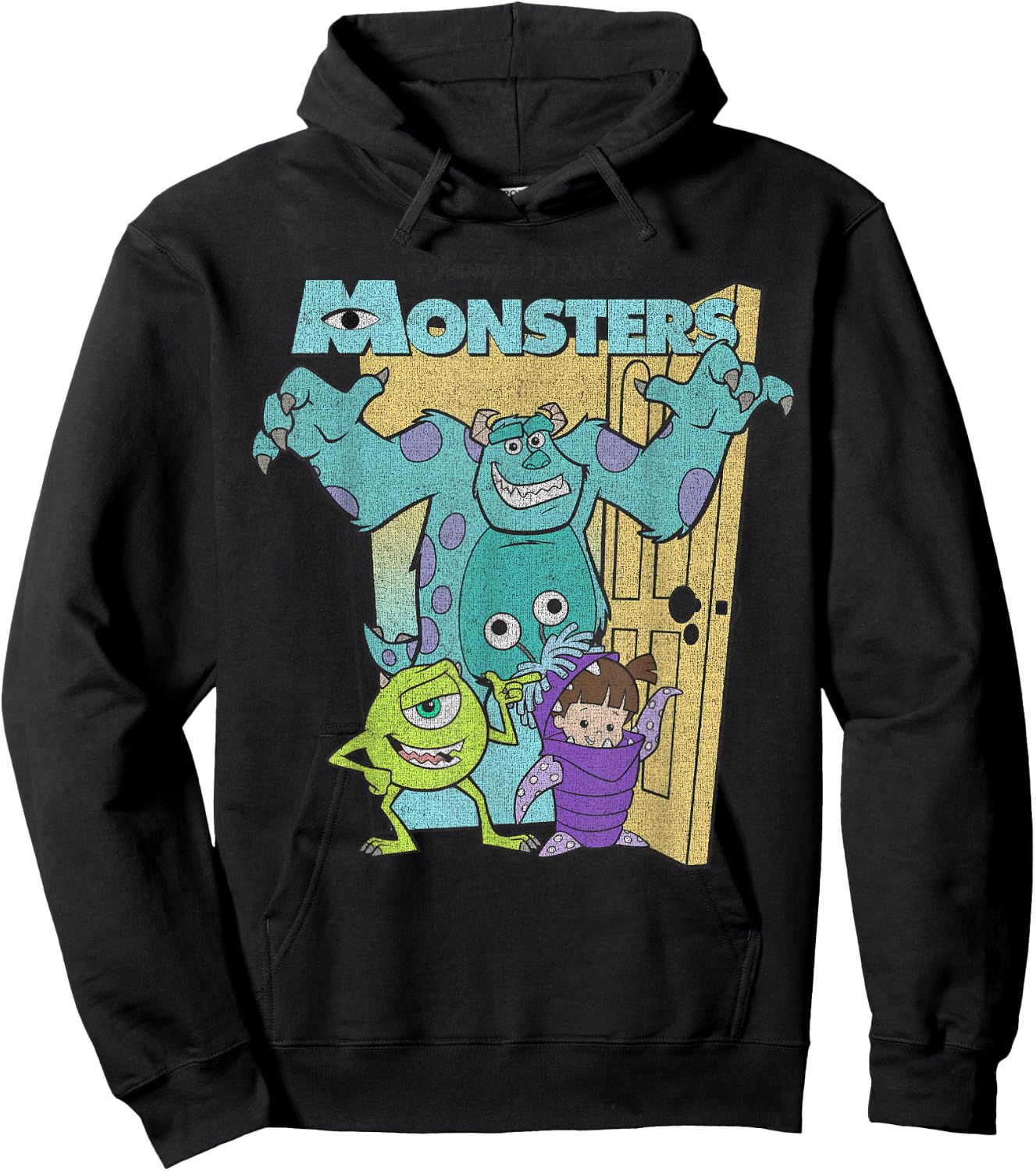 Disney Pixar Monsters Inc. Mike Sully Boo Group Poster Hoodie - Hoodie | Black