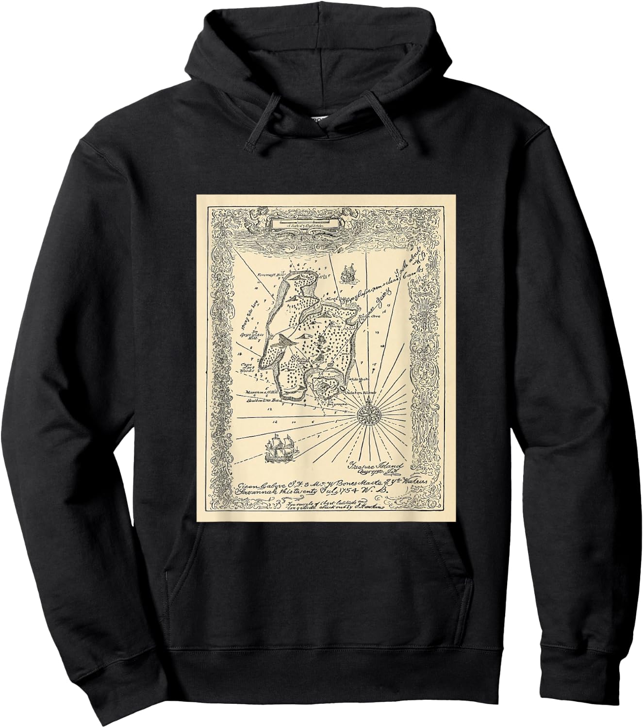 Treasure Island Map T Shirt Hoodie - Hoodie | Black