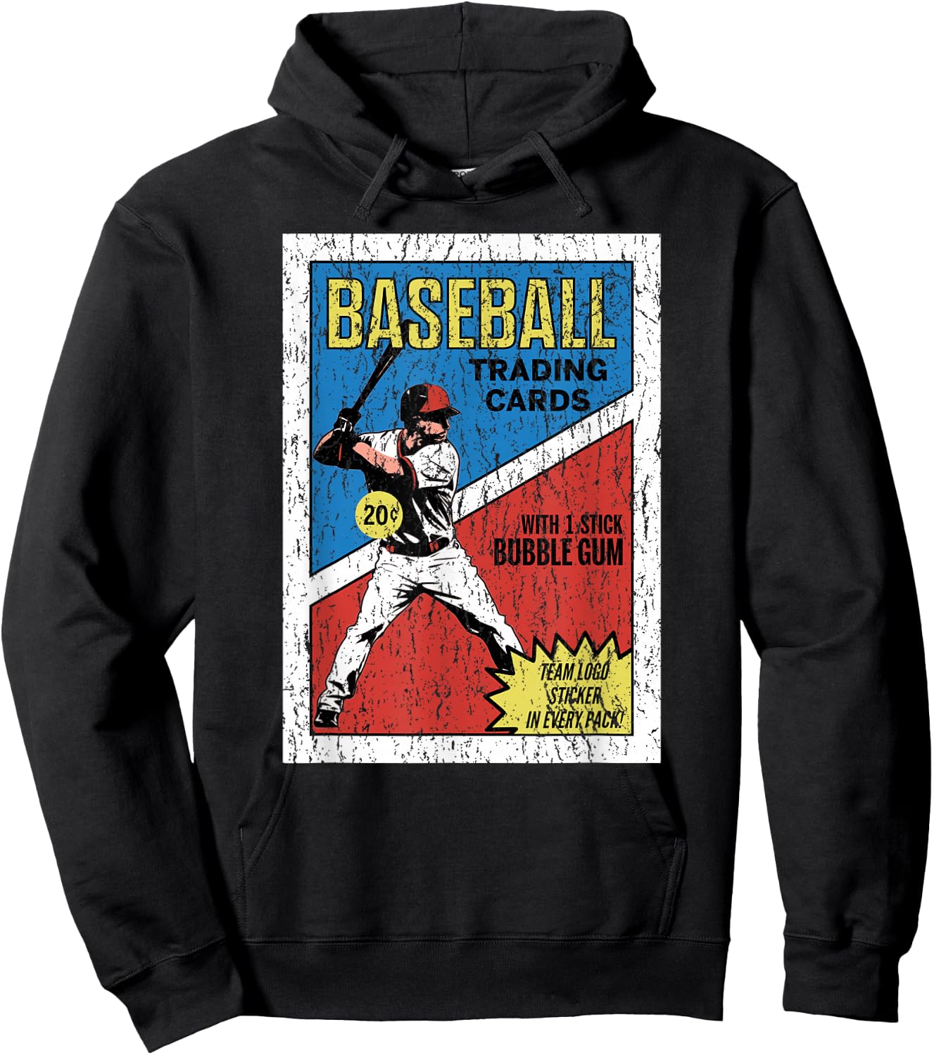 Retro Baseball Card Wrapper (Distressed) Hoodie - Hoodie | Black