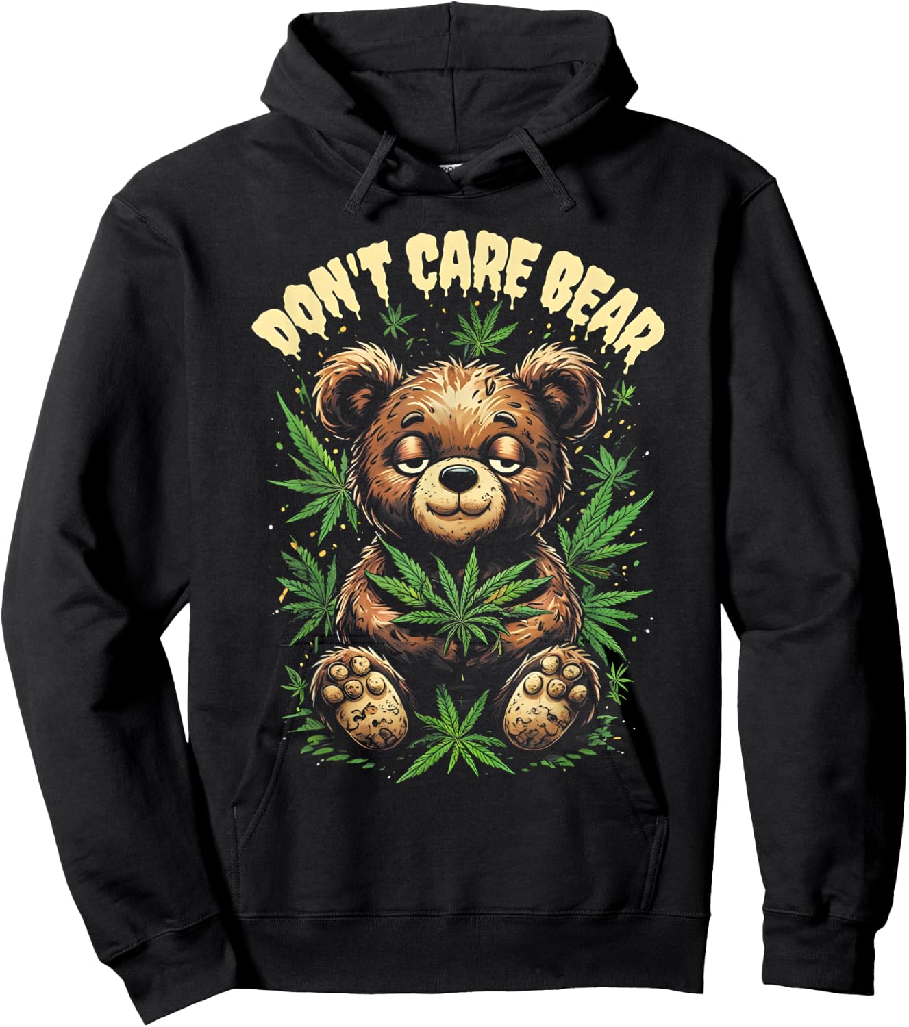 Funny Bear Cannabis Design - Don’t Care Bear Hoodie - Hoodie | Black