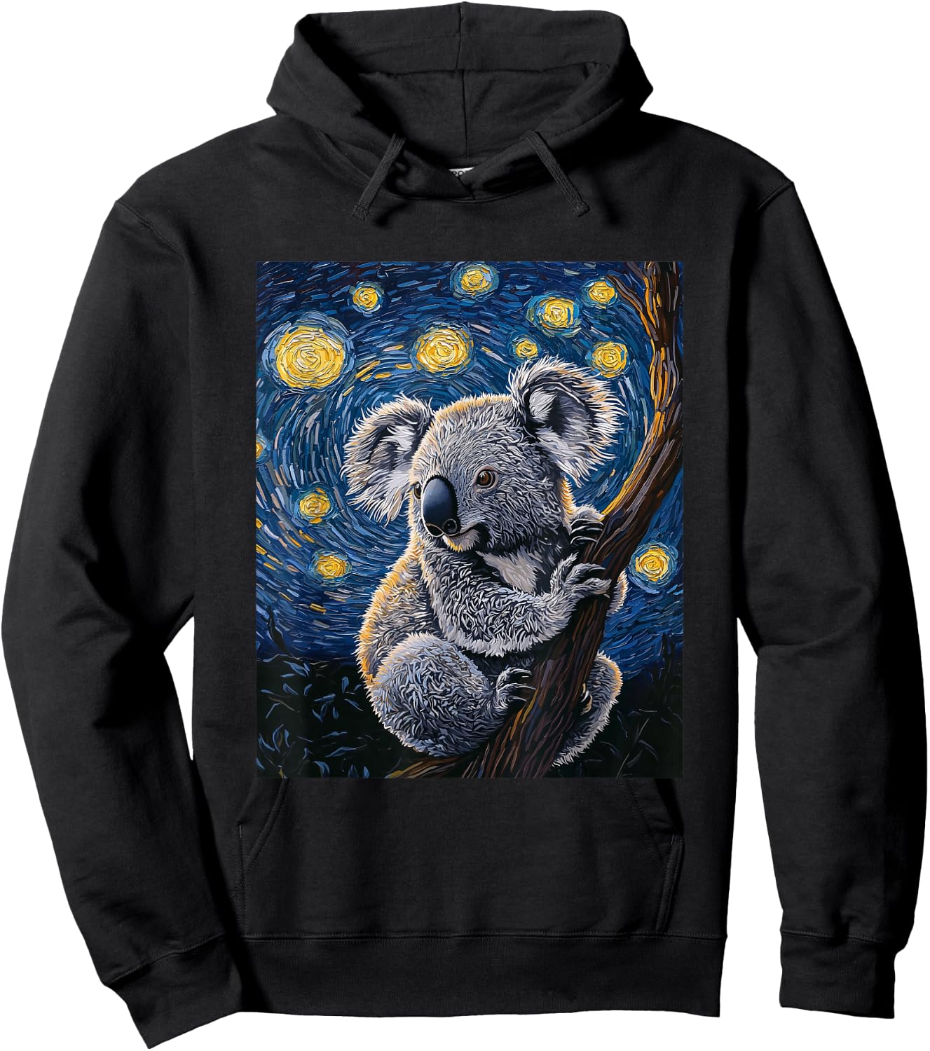 Cute Koala Bear - Van Gogh Style - Starry Night Graphic Hoodie - Hoodie | Black