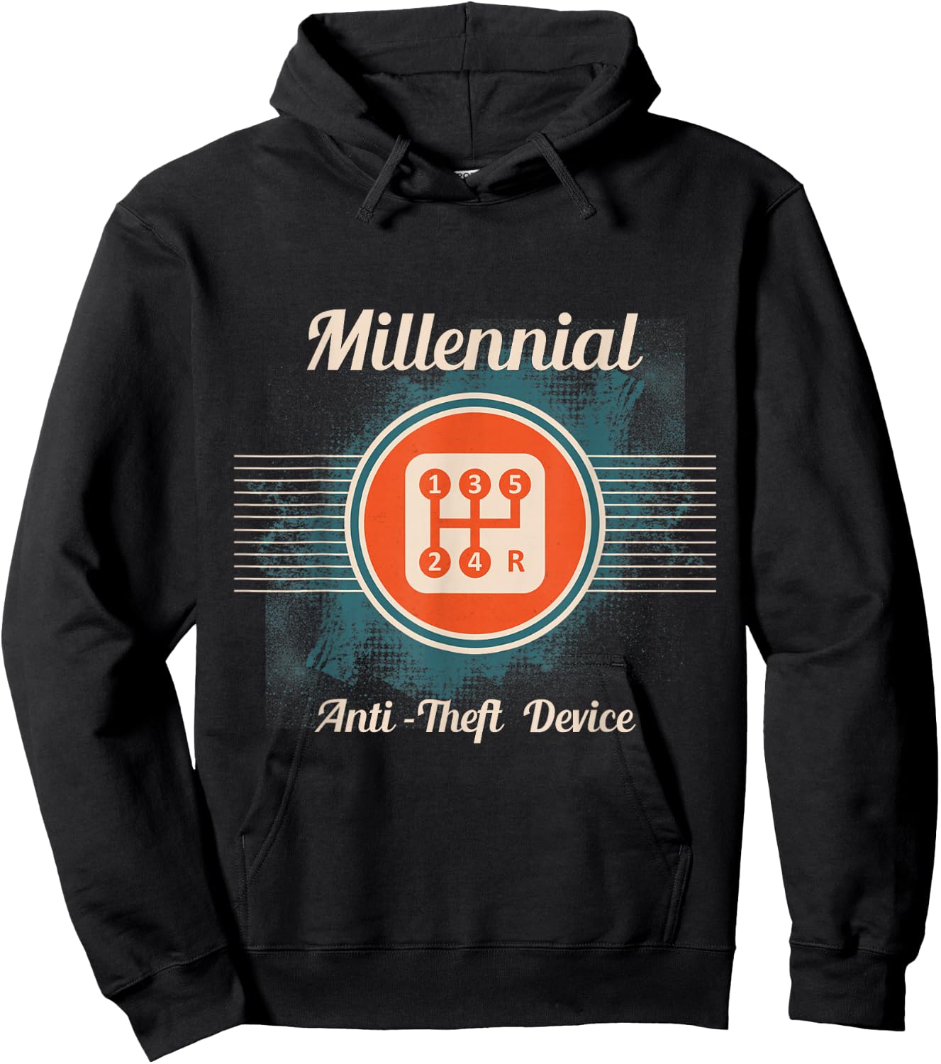 Automotive Millennial Gear Shift, Anti Theft Vehicle Hoodie - Hoodie | Black