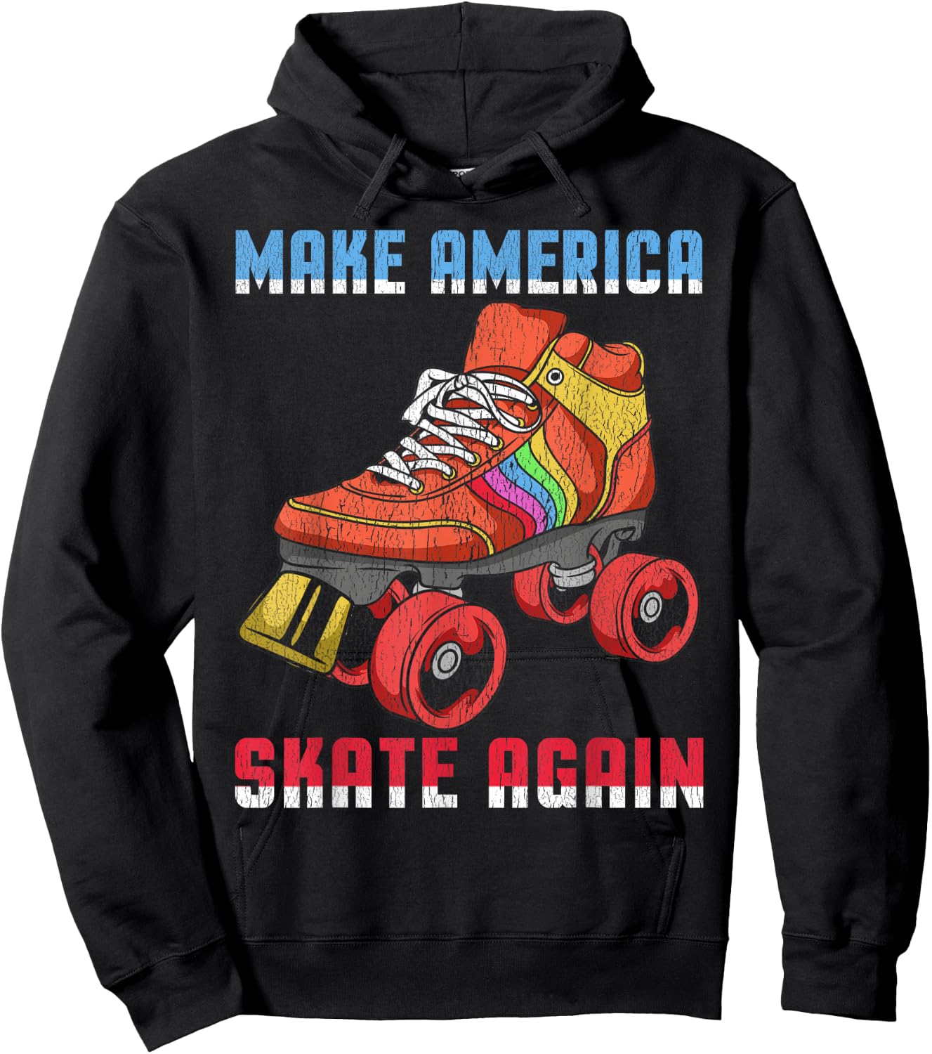 80's Rollerskates T Shirt Vintage Roller Skating Disco Hoodie - Hoodie | Black