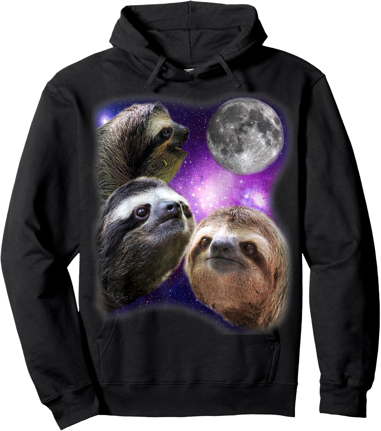 Sloth Shirt - Three Sloths Moon Parody Wolf Meme Shirt Hoodie - Hoodie | Black