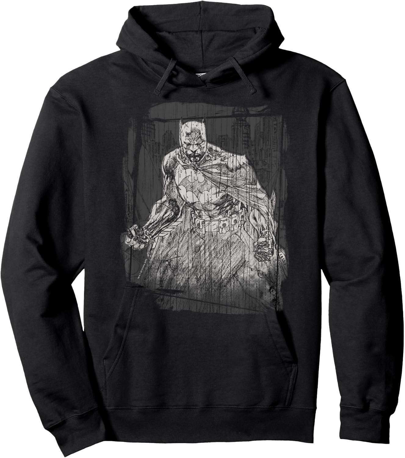 Batman Pencilled Rain Hoodie - Hoodie | Black