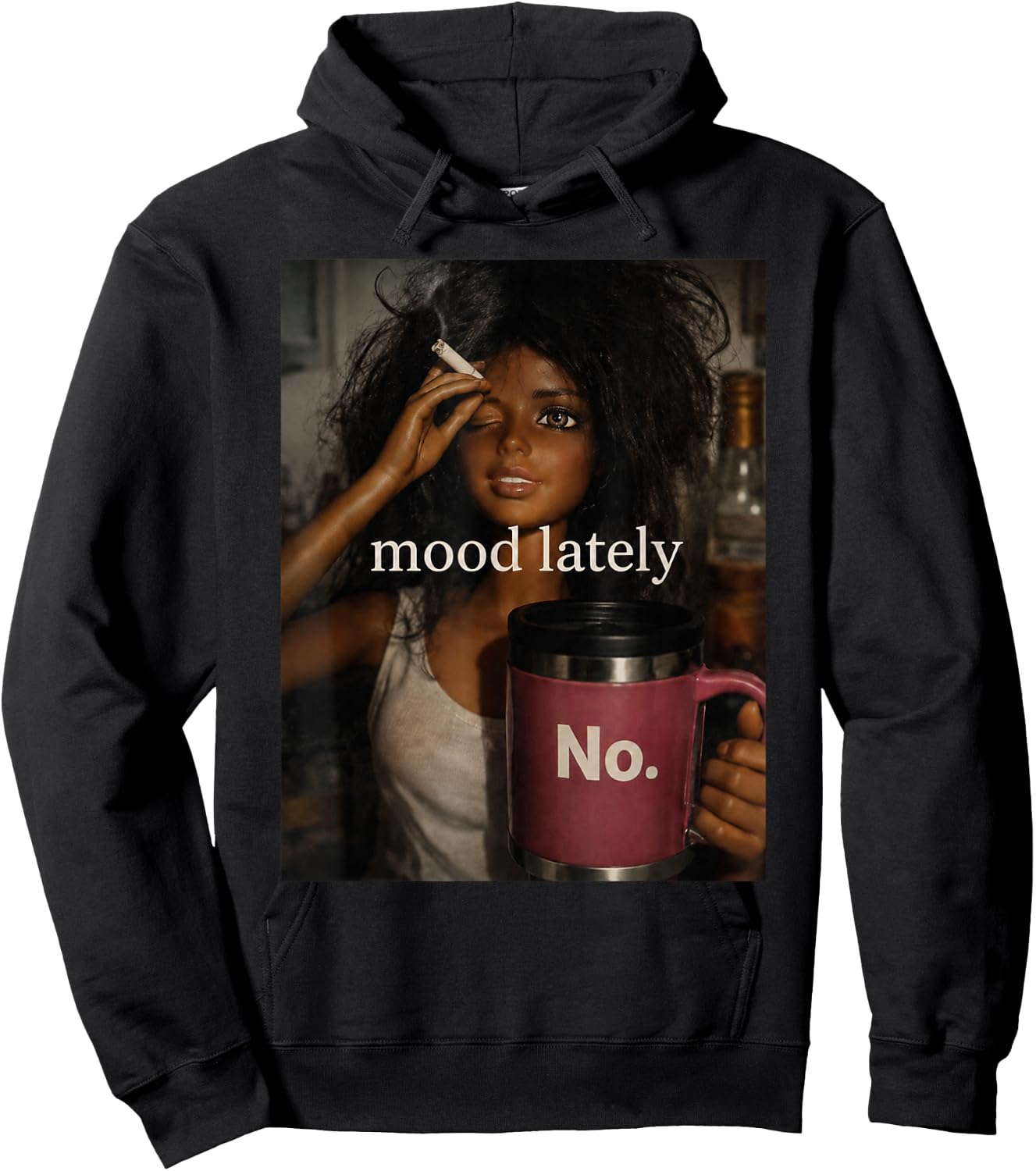 Mood Lately No Funny Doll Sarcastic Humor Hoodie - Hoodie | Black