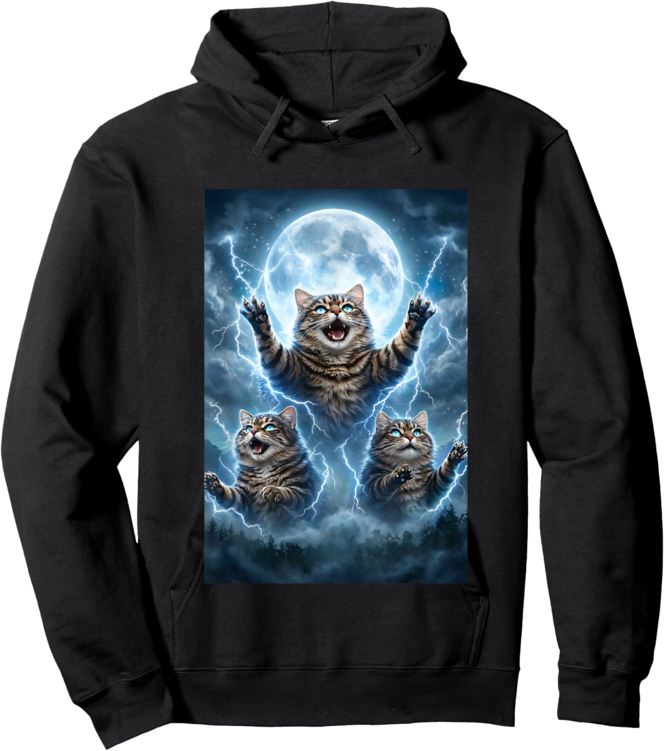 Storm Moon Magic Tabby Feline Fantasy Art Hoodie - Hoodie | Black