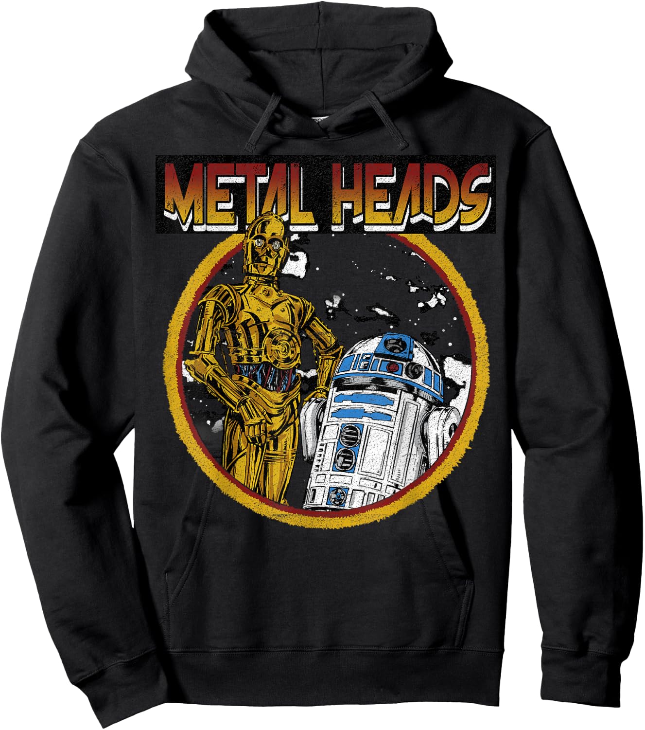 Star Wars R2-D2 C-3PO Metal Heads Circle Portrait Hoodie - Hoodie | Black