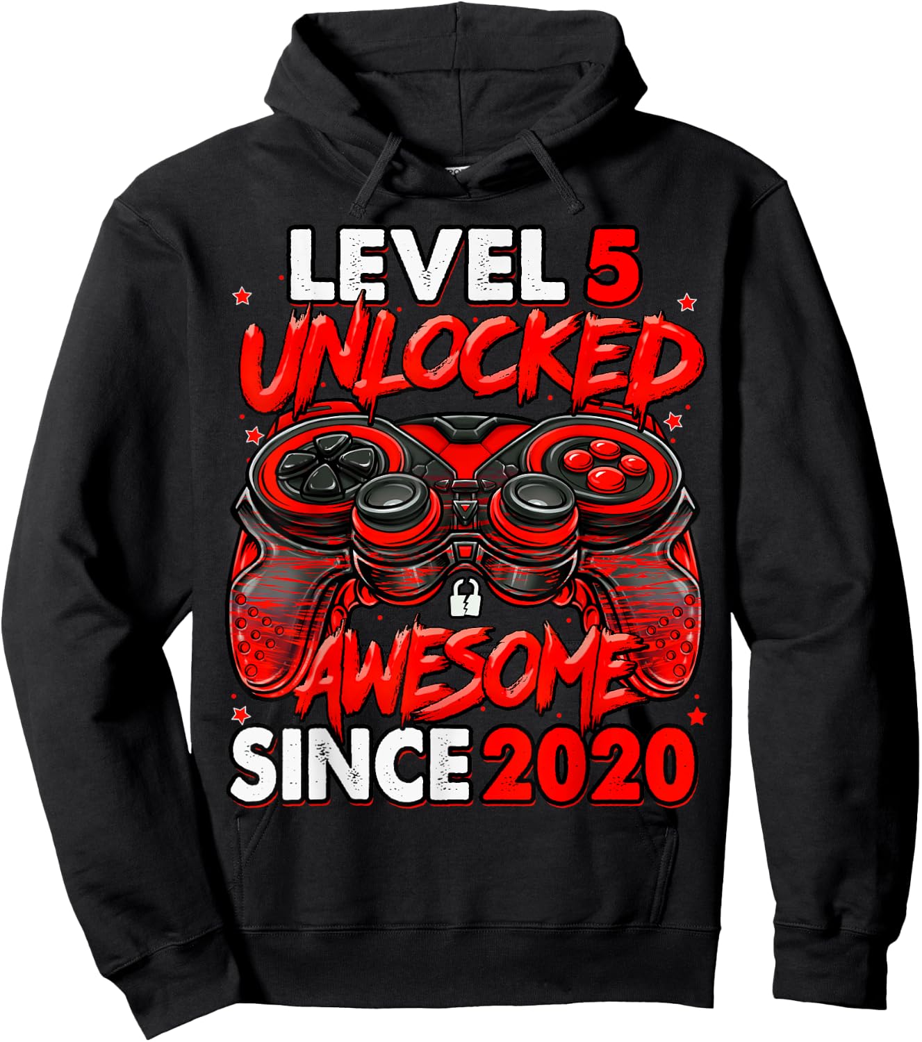 Level 5 Unlocked Awesome Since 2020 5th Birthday Gaming Hoodie - Hoodie | Black