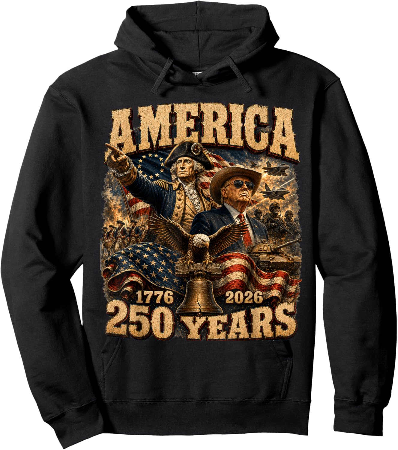 Washington Trump 250 Years of Leadership Patriotic USA Hoodie - Hoodie | Black