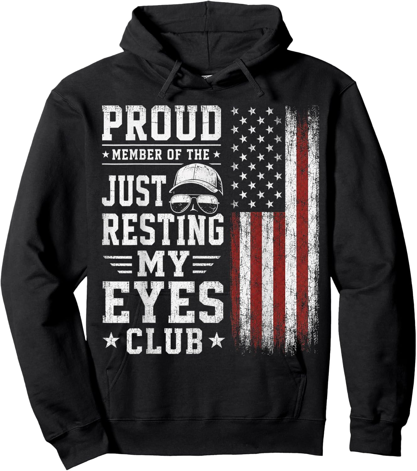 Funny Just Resting My Eyes Club Dad Humor Quote Hoodie - Hoodie | Black