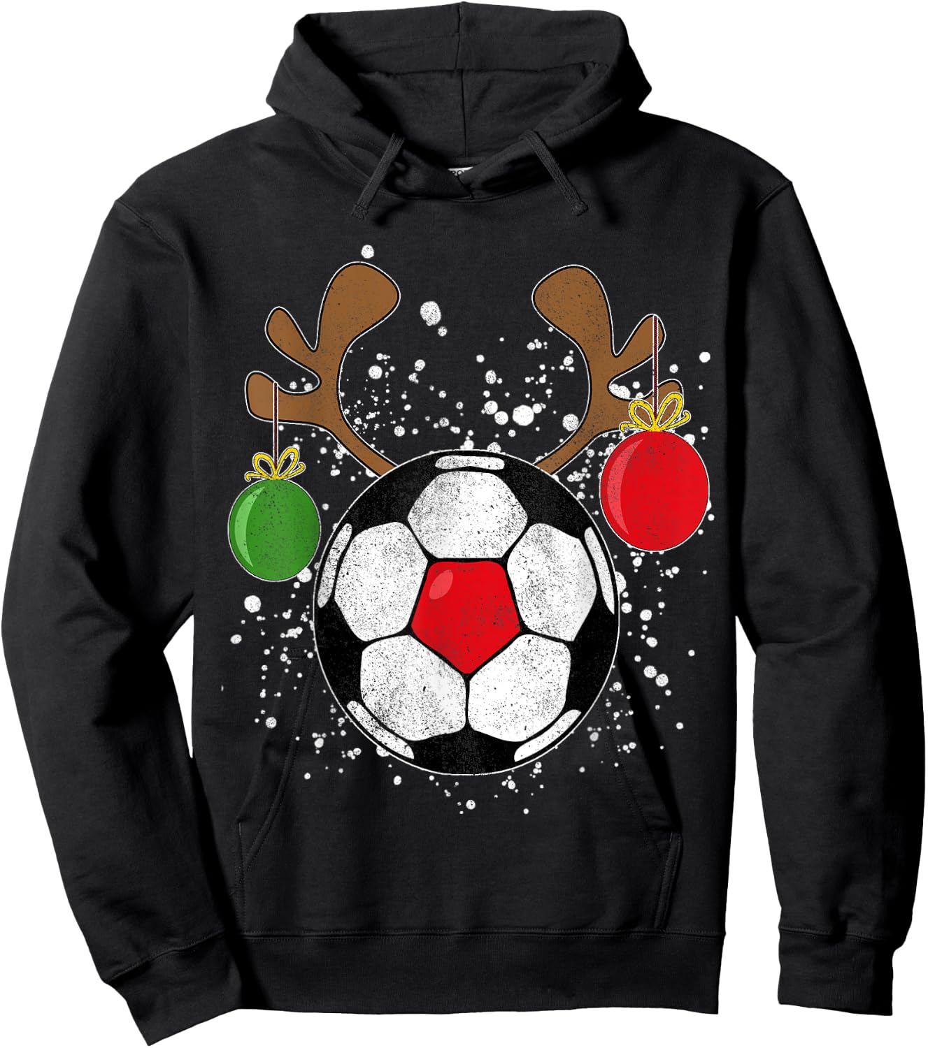 Funny Reindeer Soccer Christmas Rednose Pajama Shirt Hoodie - Hoodie | Black