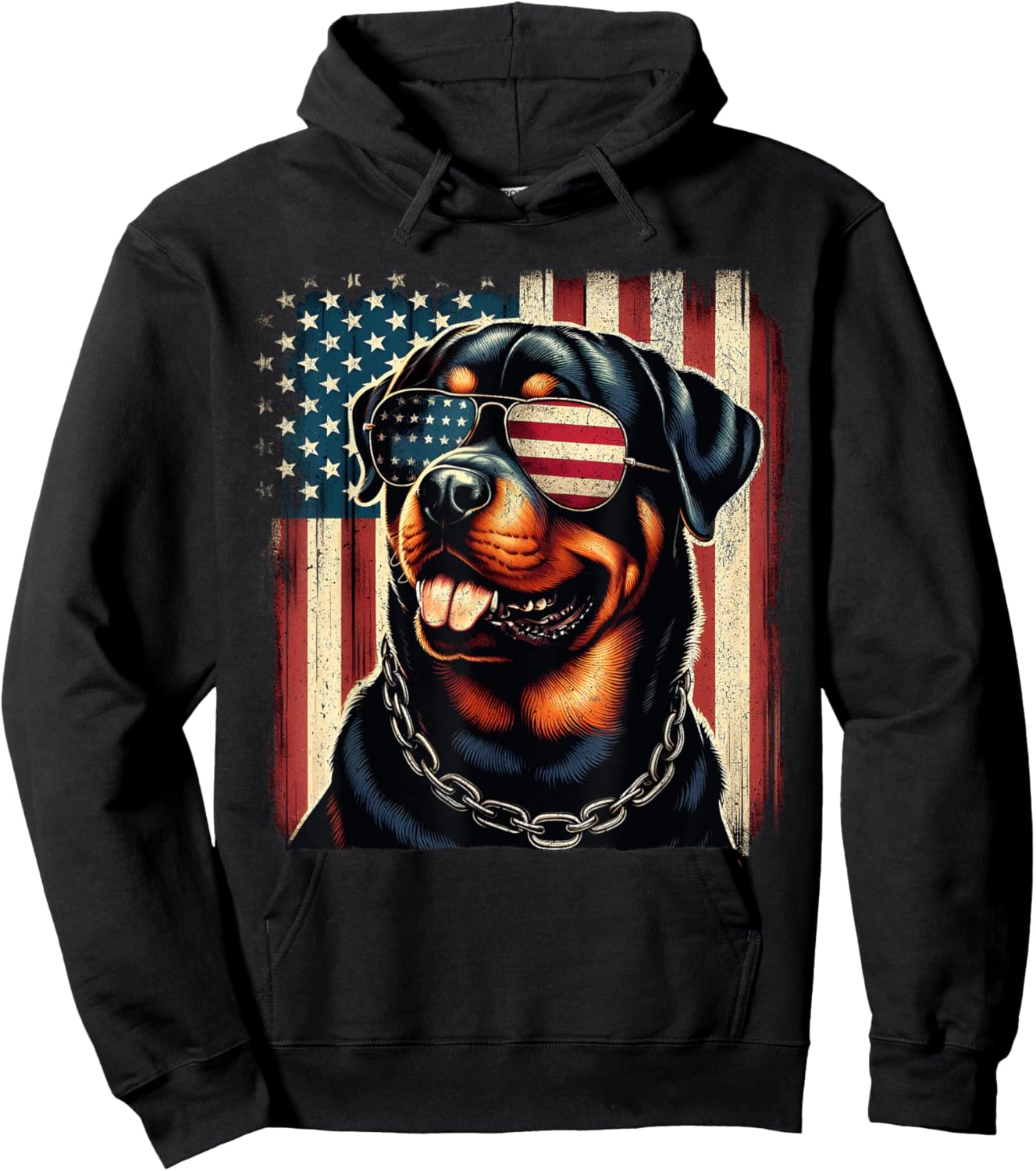 Rottweiler 4th of July American Flag Rottweiler Men Hoodie - Hoodie | Black